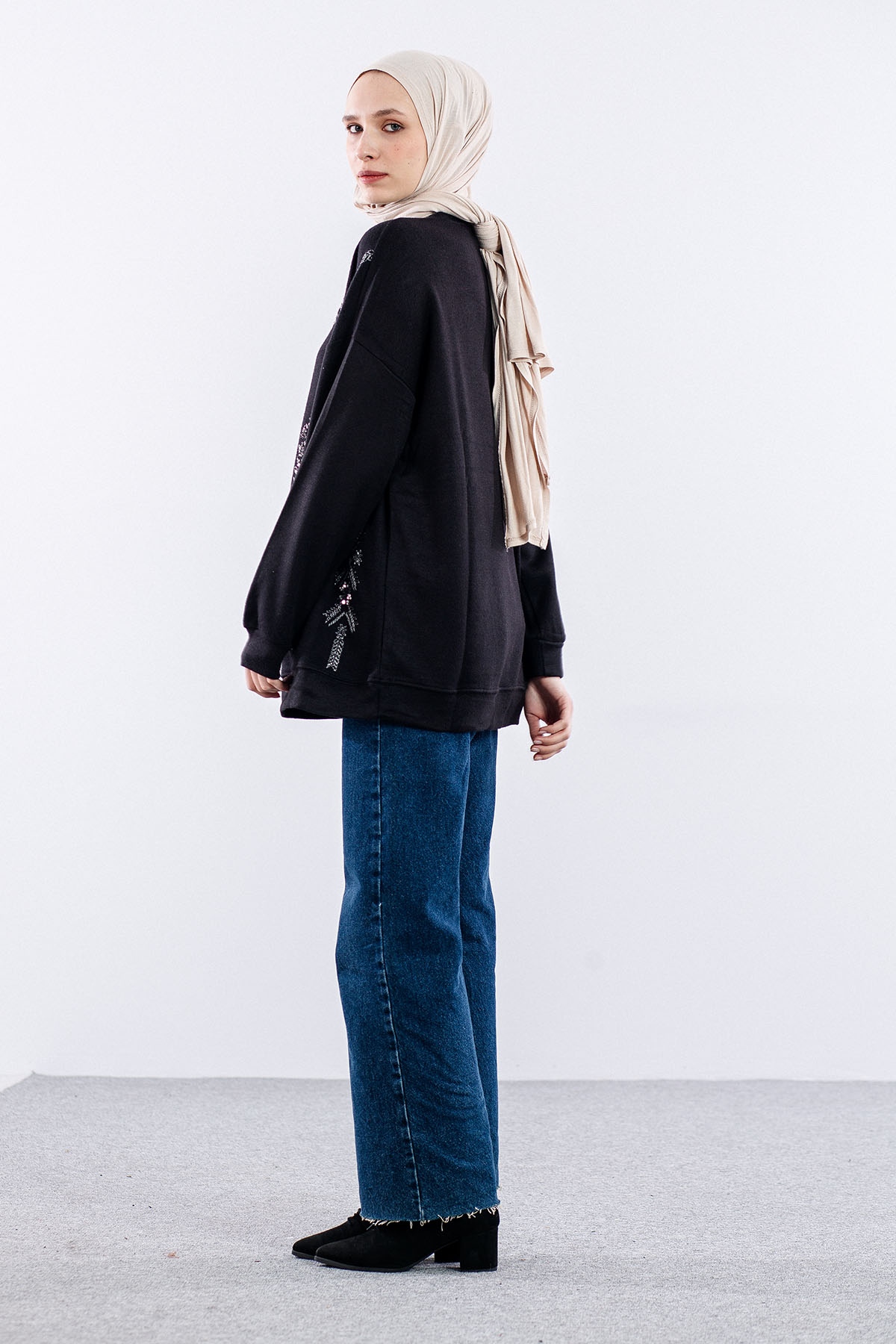 31465 Tunik Tek Nkş - Siyah - 4