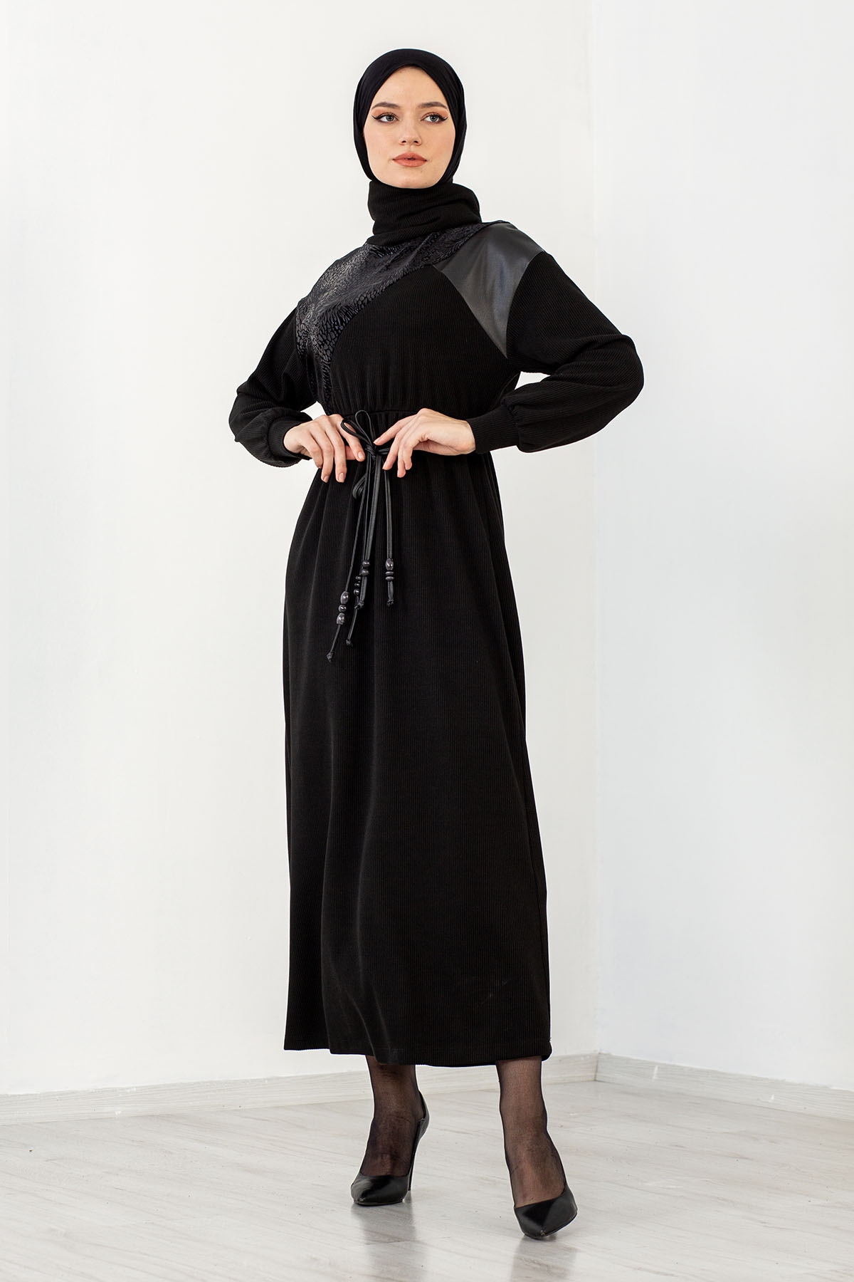 31525 Elbise S-m-l - Siyah - 1