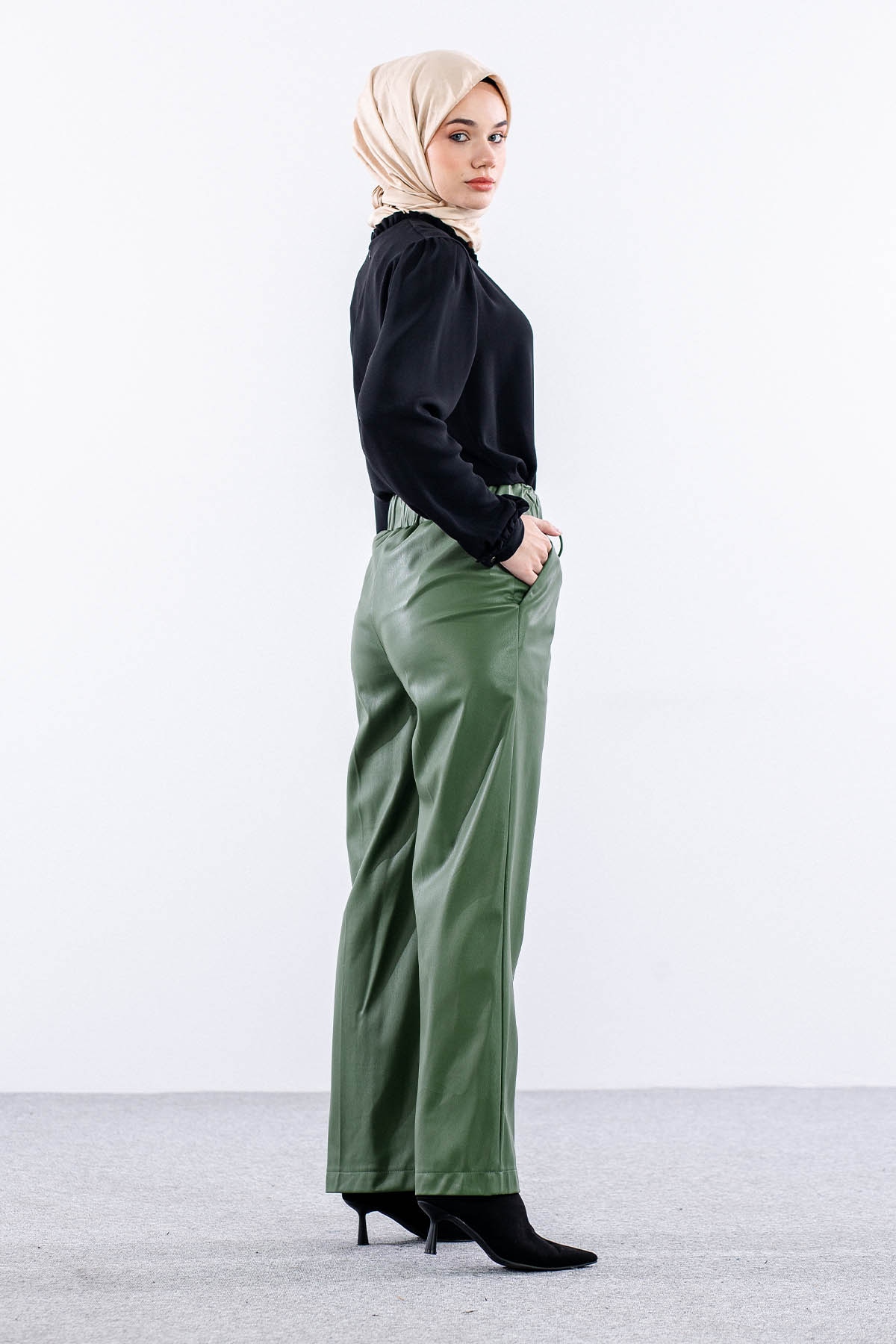 31538 Deri Pantolon S-m-l - Haki - 4