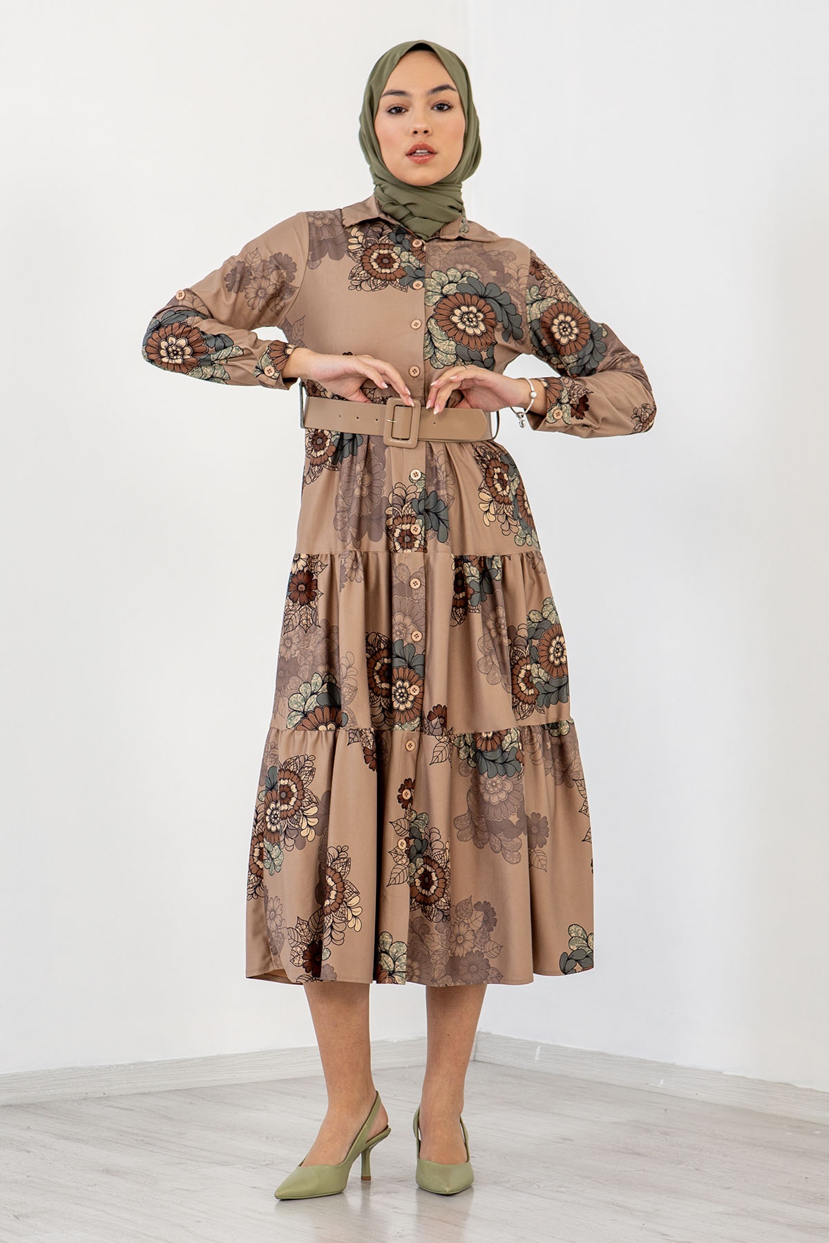 3170 çiçekli Elbise 38-44 - Tas - 2