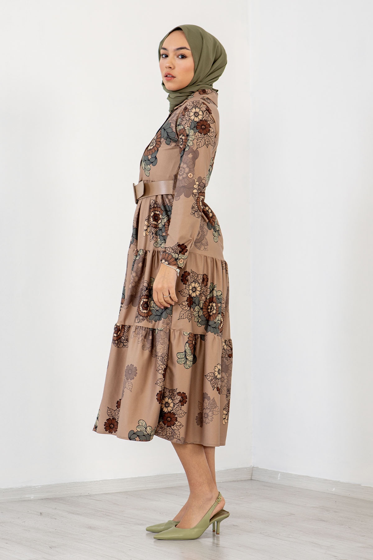 3170 çiçekli Elbise 38-44 - Tas - 3