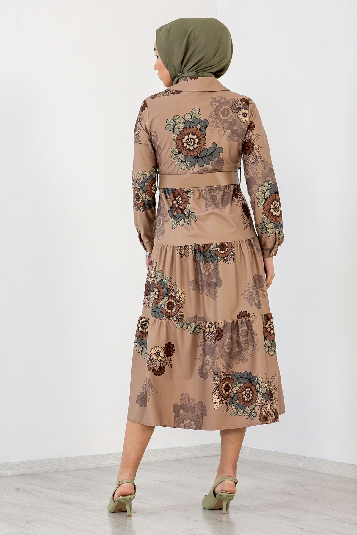 3170 çiçekli Elbise 38-44 - Tas - 4