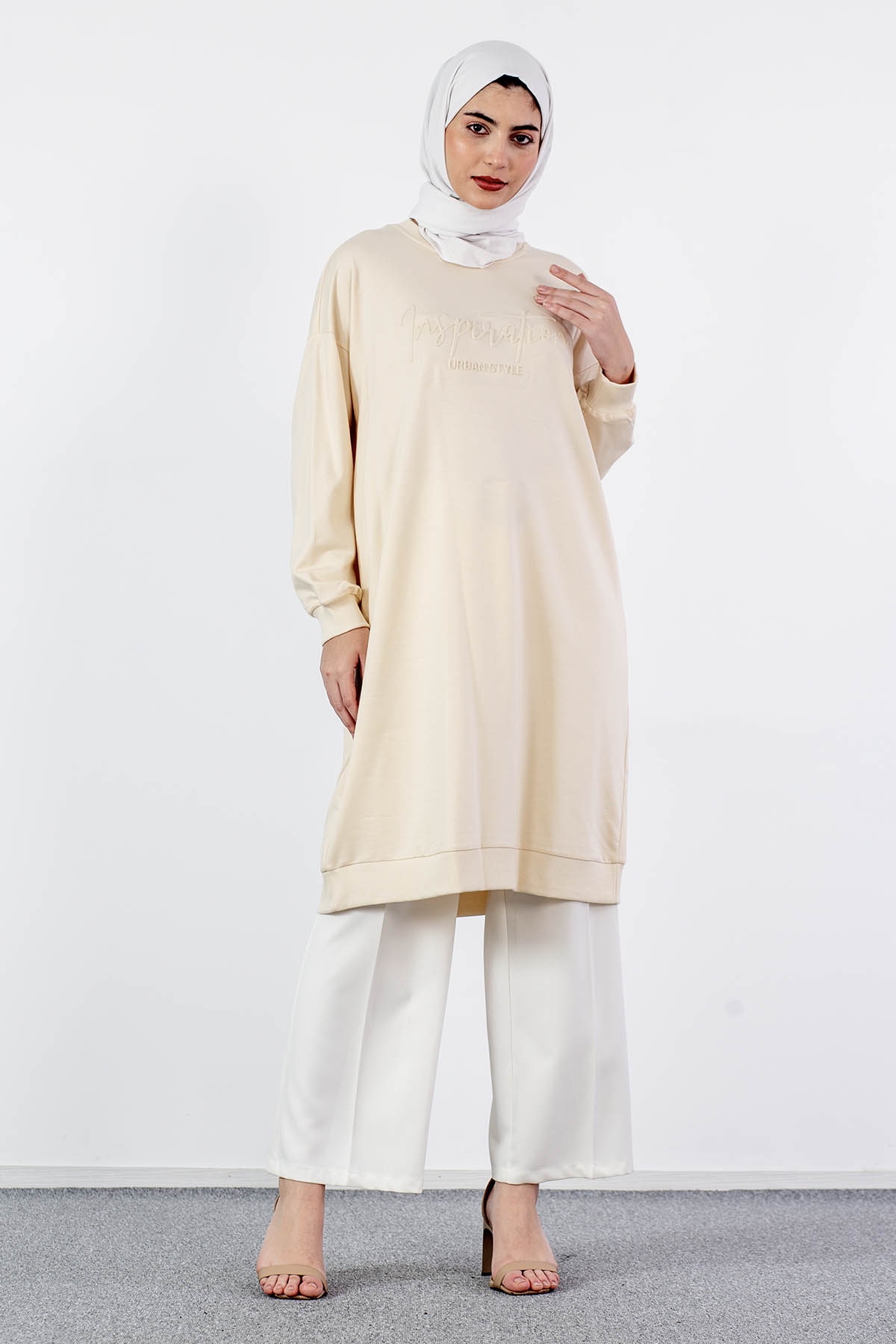 31834 Uzun Tunik Tek - A_bej - 1