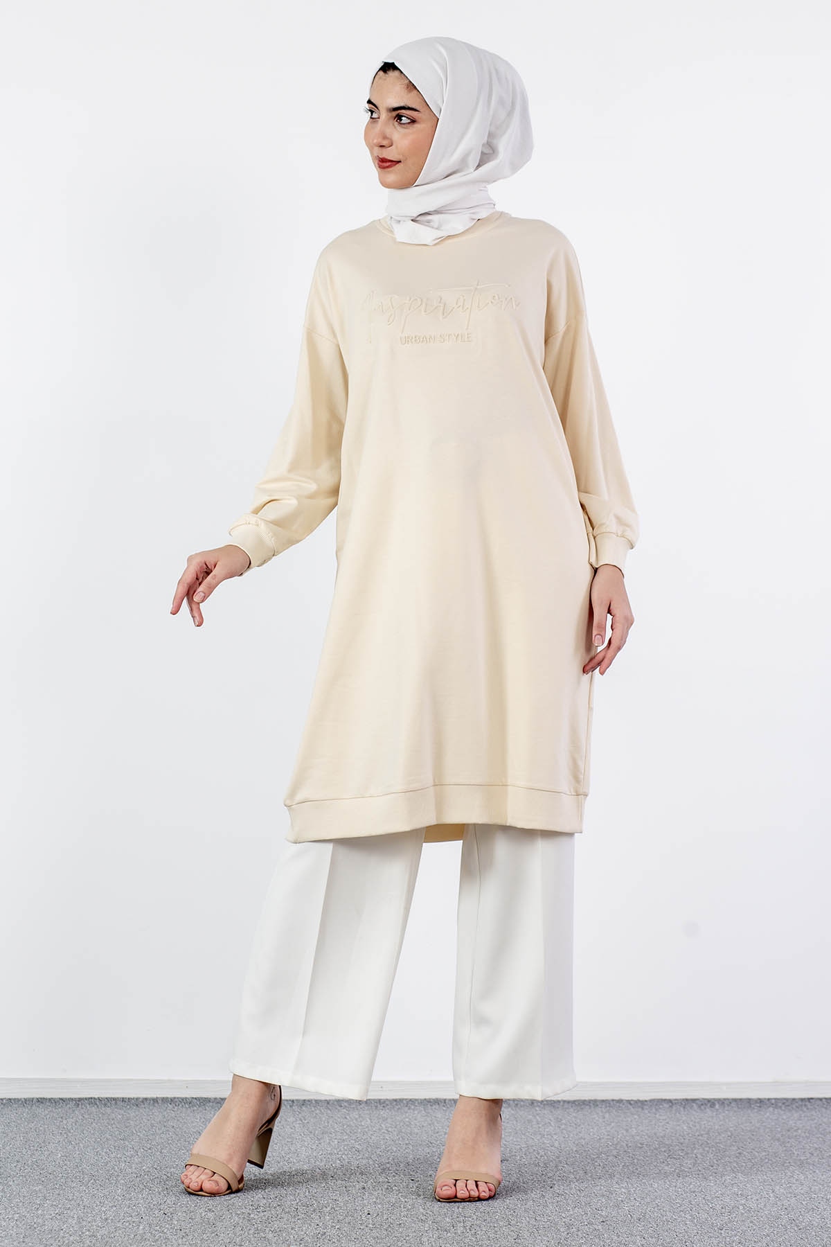 31834 Uzun Tunik Tek - A_bej - 2