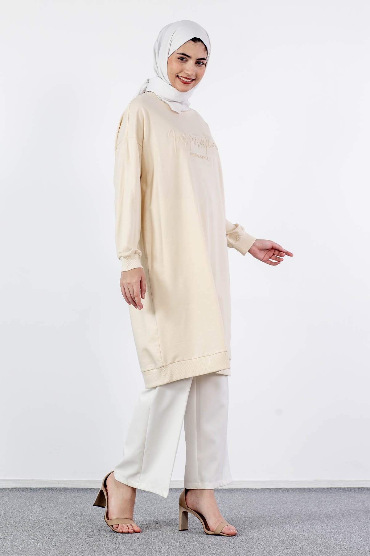 31834 Uzun Tunik Tek - A_bej - 4