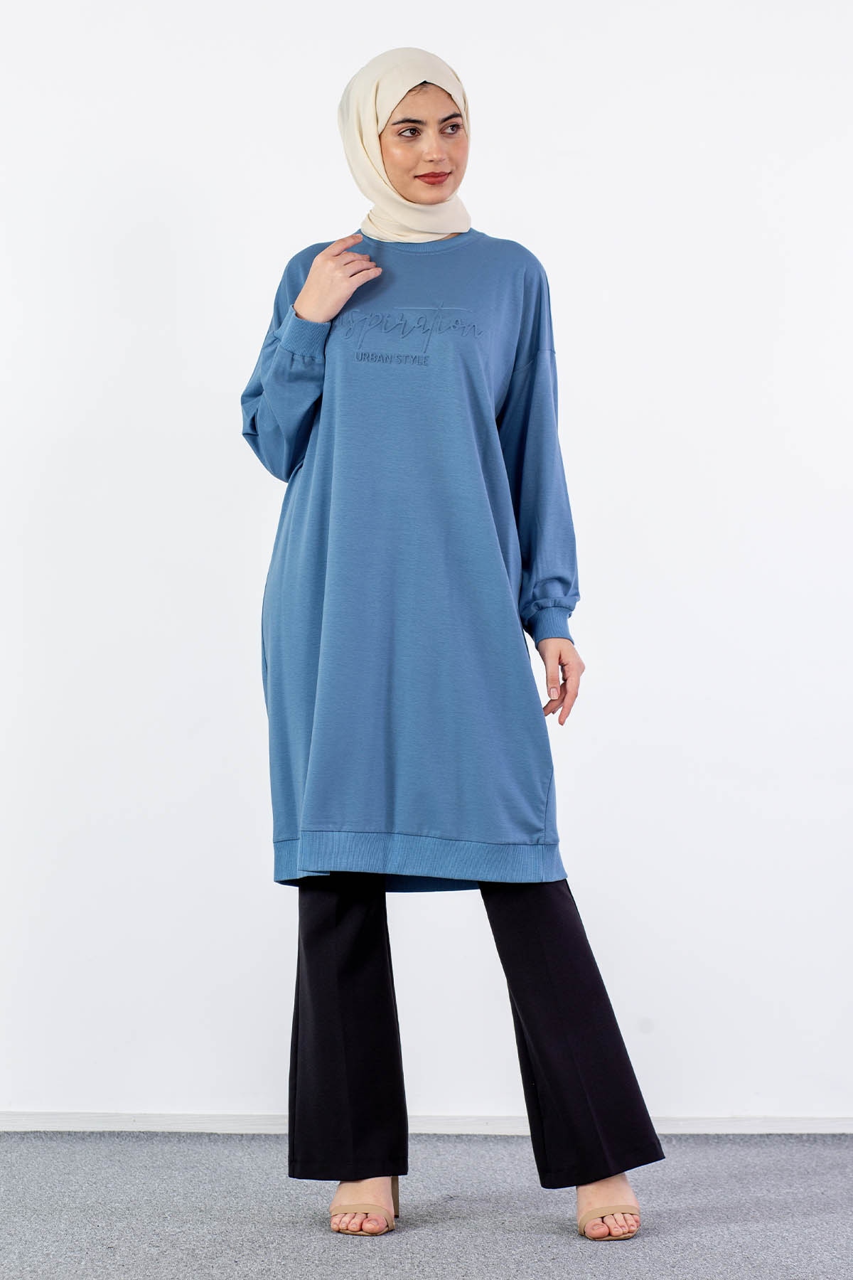 31834 Uzun Tunik Tek - Element Mavi - 1