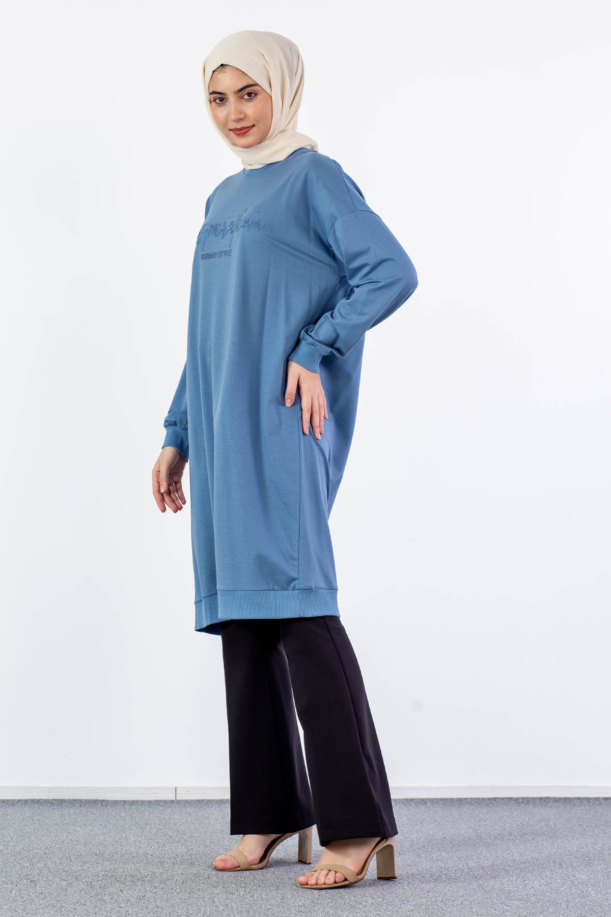 31834 Uzun Tunik Tek - Element Mavi - 3