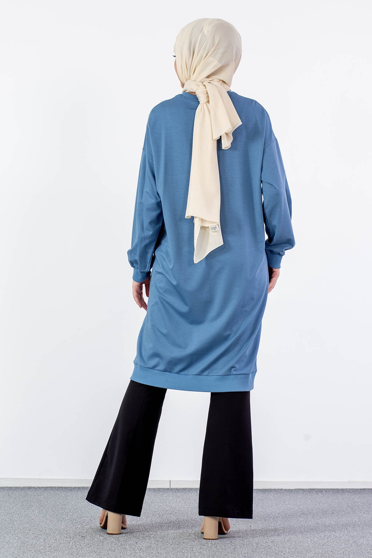 31834 Uzun Tunik Tek - Element Mavi - 5