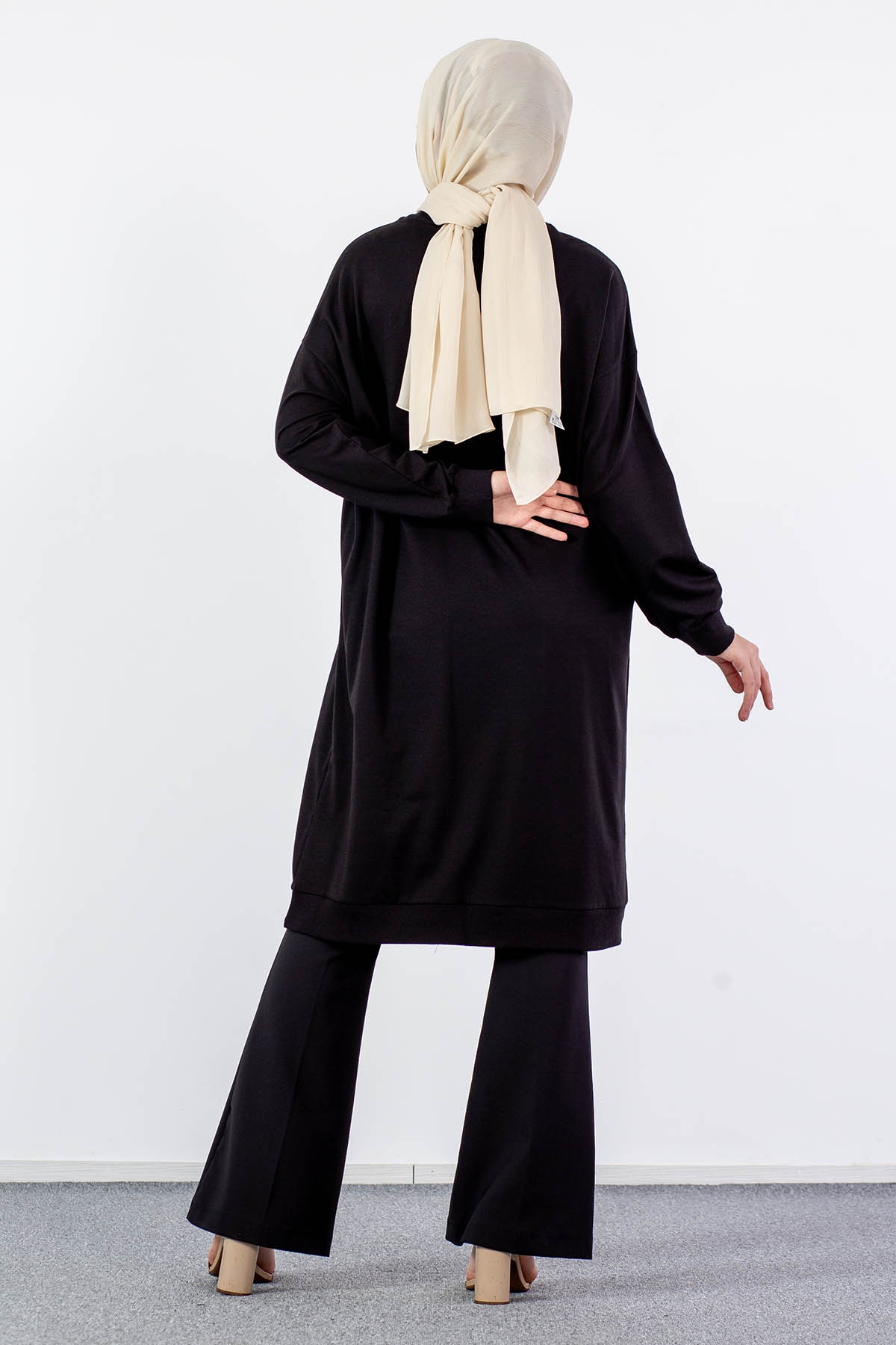 31834 Uzun Tunik Tek - Siyah - 5