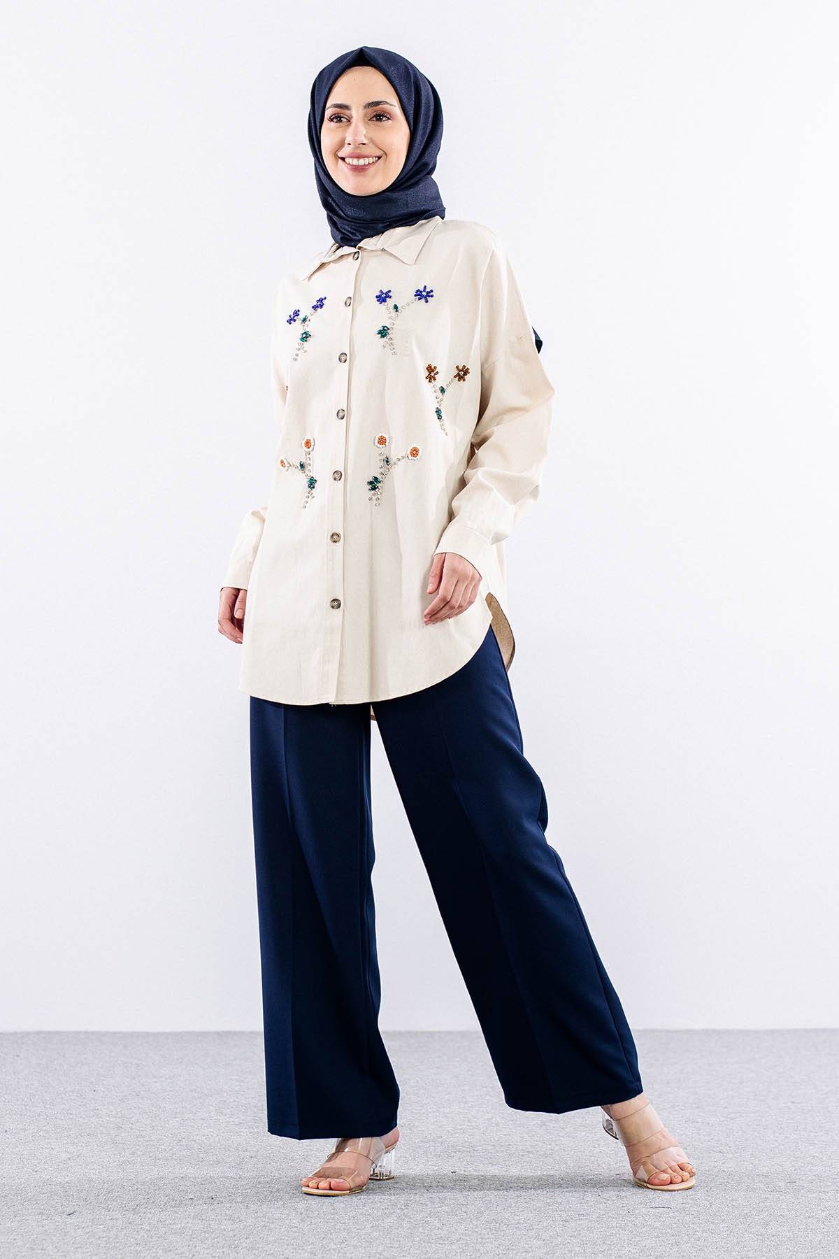 3190 Denim Gömlek 38-44 - Bej - 1