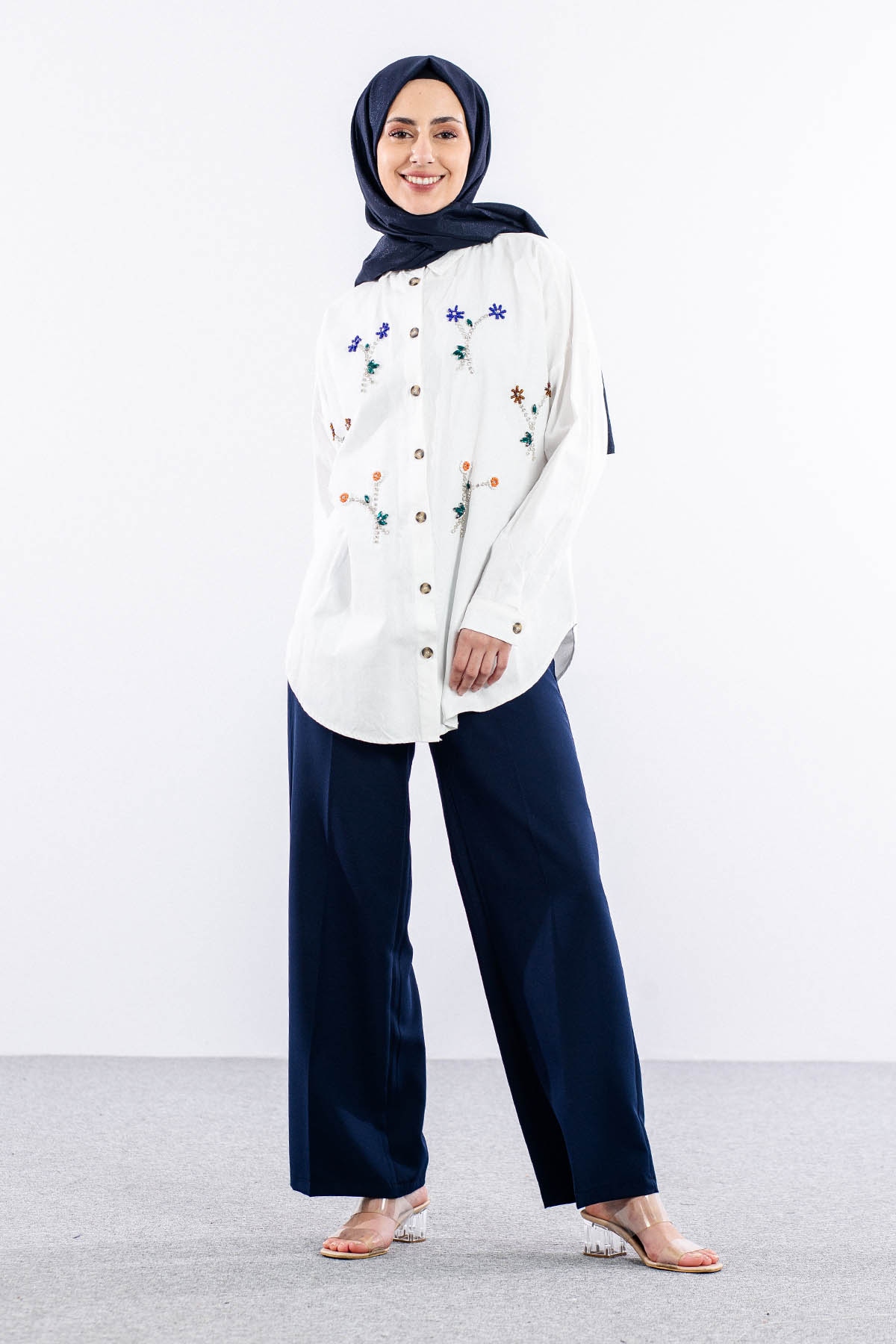 3190 Denim Gömlek 38-44 - Ekru - 1