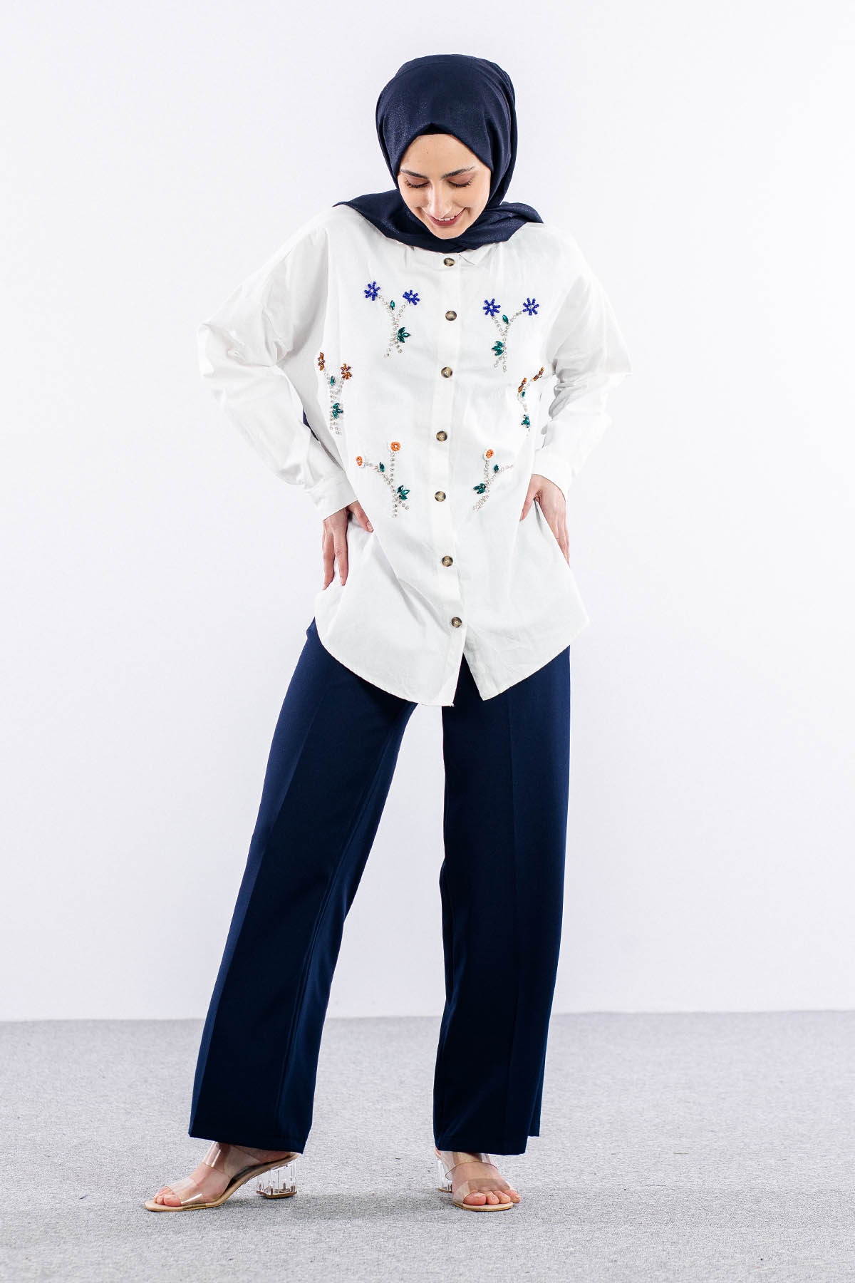 3190 Denim Gömlek 38-44 - Ekru - 2