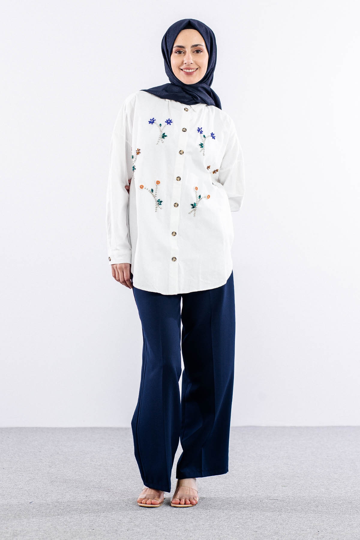 3190 Denim Gömlek 38-44 - Ekru - 3