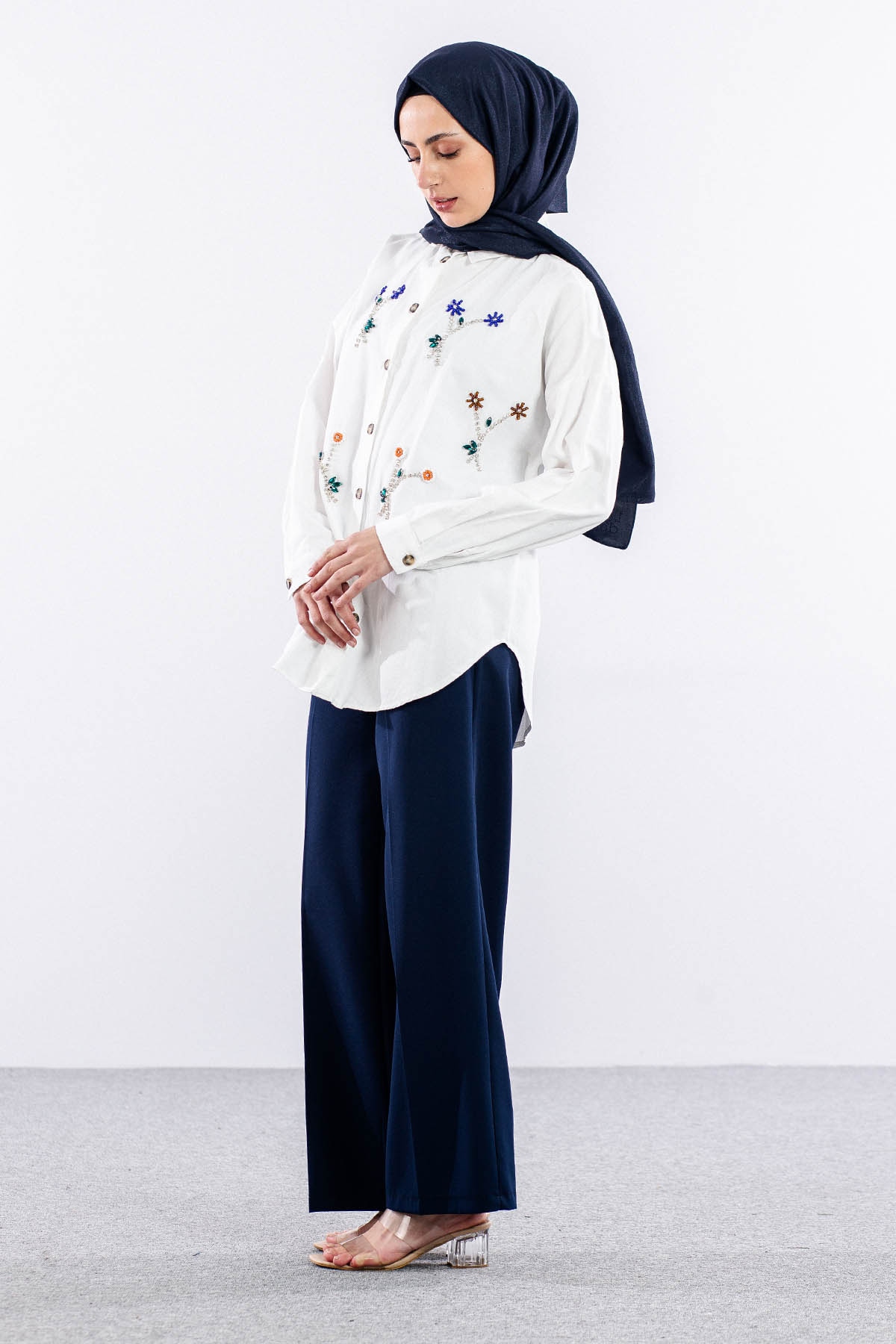 3190 Denim Gömlek 38-44 - Ekru - 4