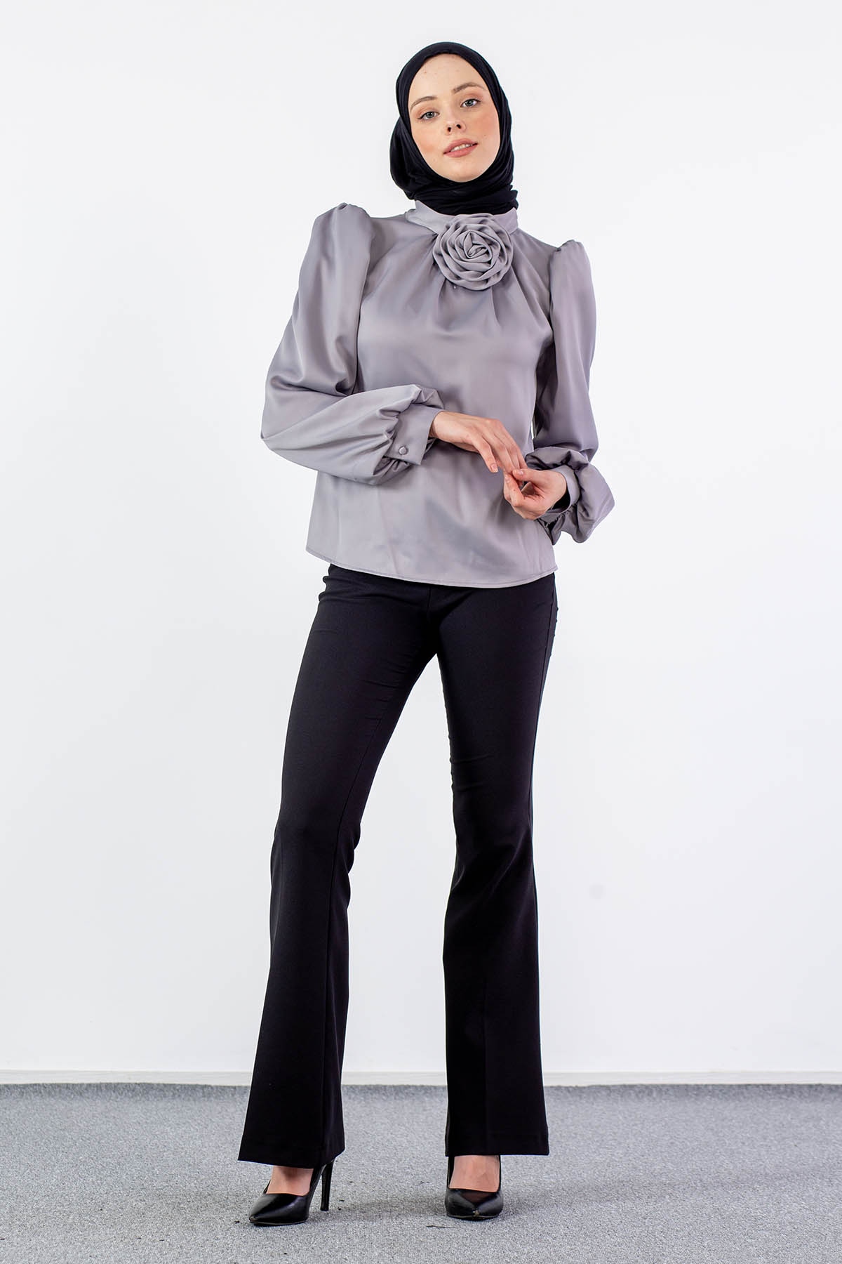 32148 şik Gömlek S-m-l-xl - Gri - 2