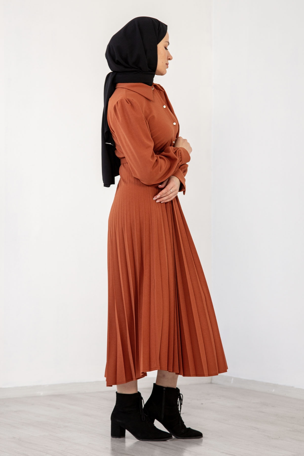 32149 Plise Elbise S-xl - K_taba - 4