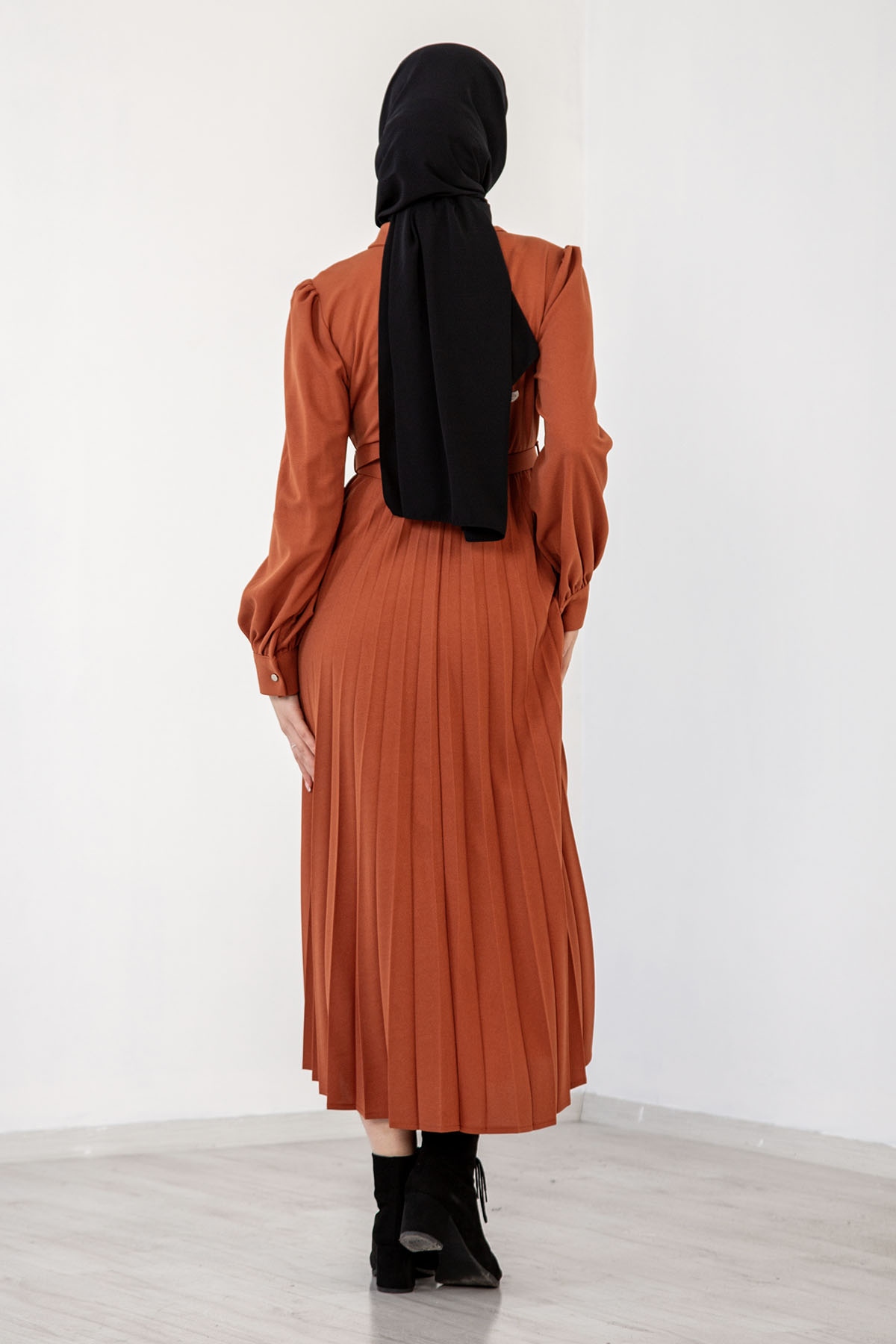 32149 Plise Elbise S-xl - K_taba - 5