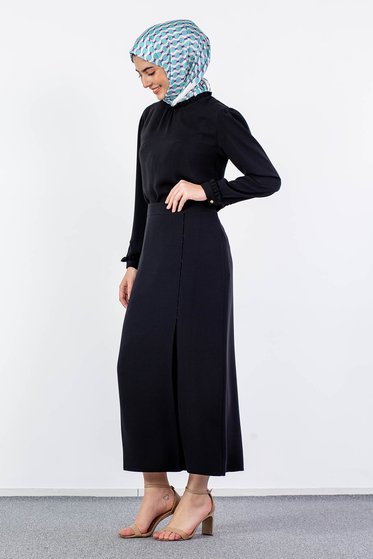 3230 şik Etek 44-54 - Siyah - 2