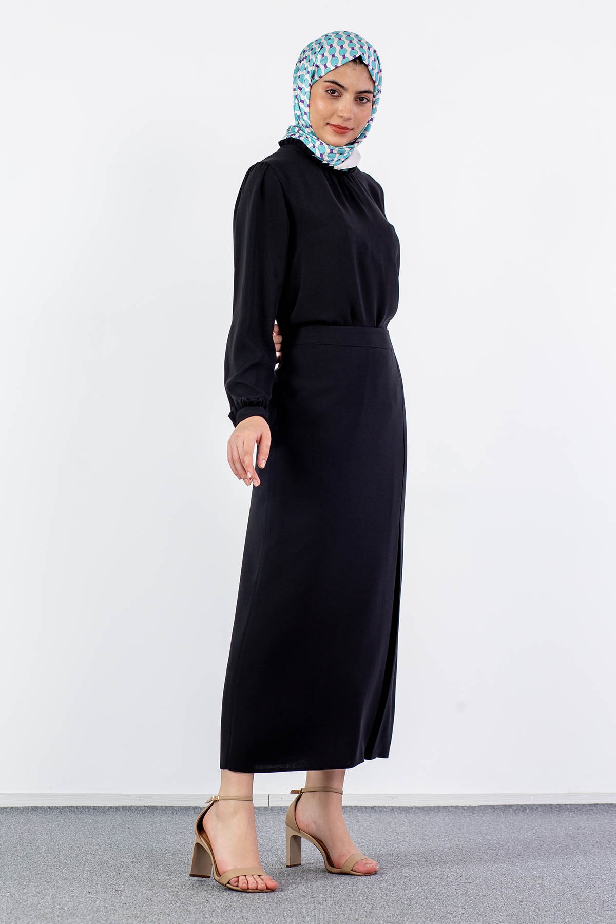 3230 şik Etek 44-54 - Siyah - 3