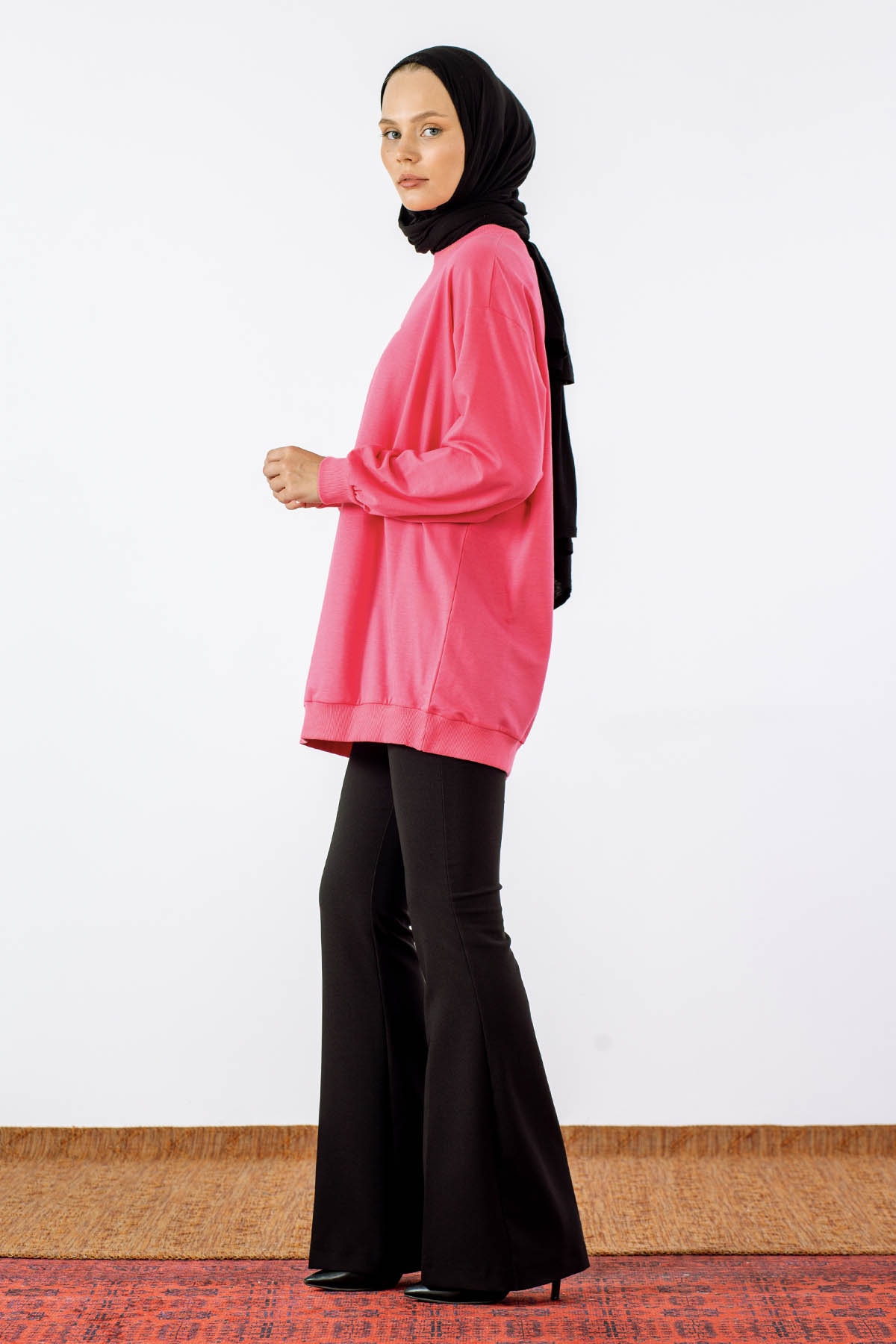 32345 Tunik Tek Baski - Pembe - 2
