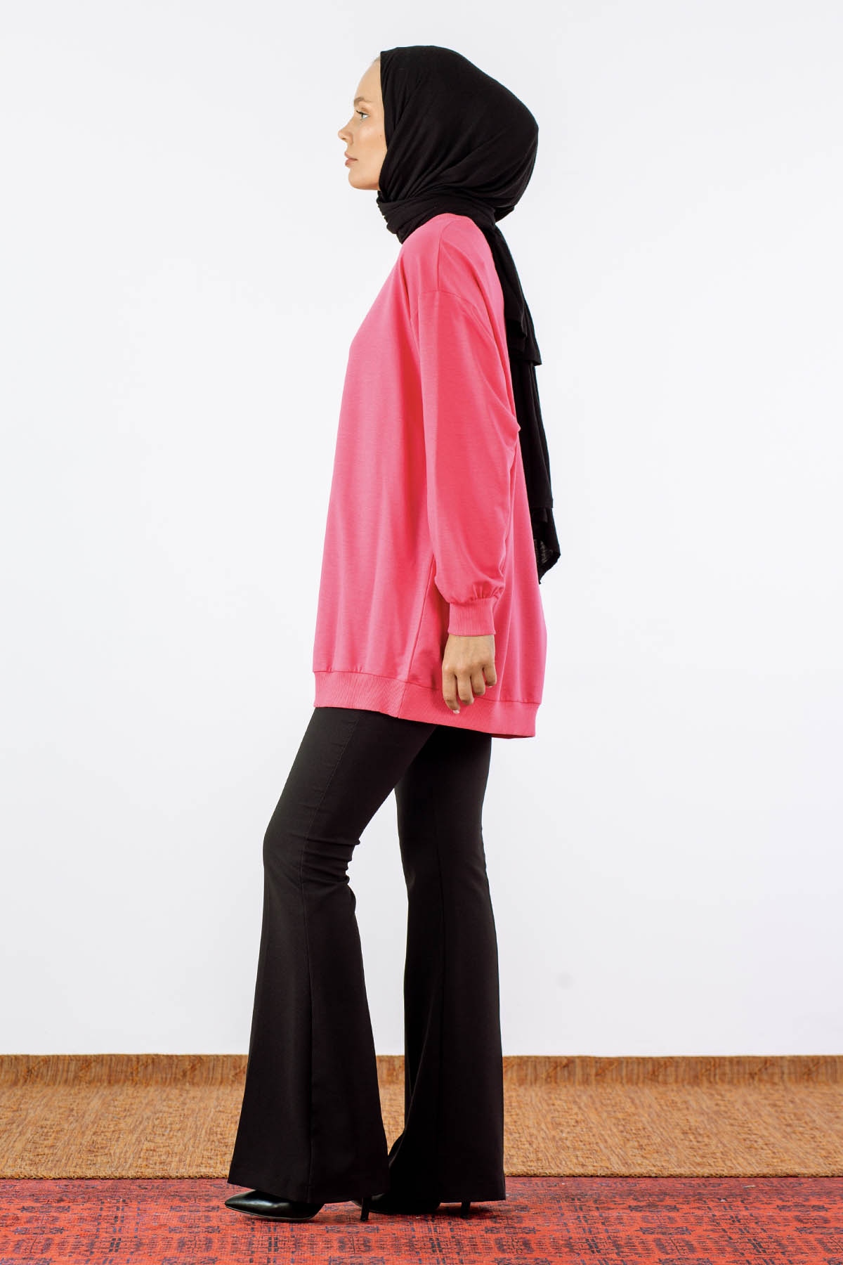 32345 Tunik Tek Baski - Pembe - 3