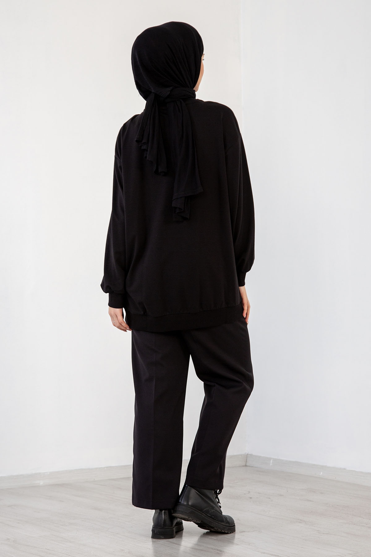 32345 Tunik Tek Baski - Siyah - 4