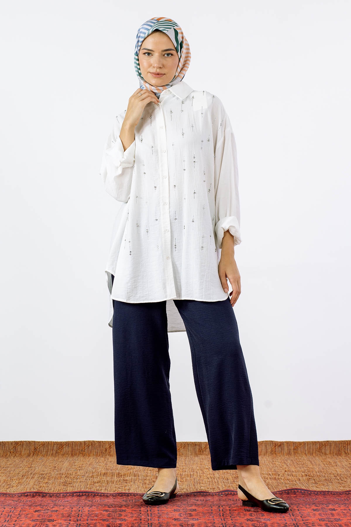 32366 Suyolu Gömlek Tek - Ekru - 2