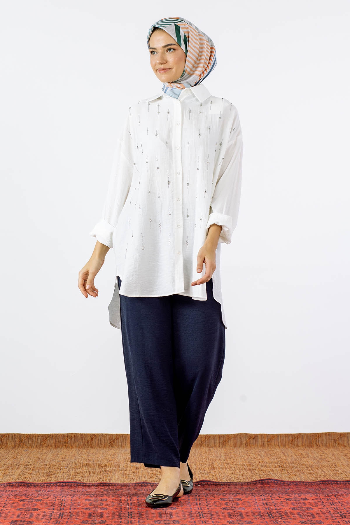 32366 Suyolu Gömlek Tek - Ekru - 4