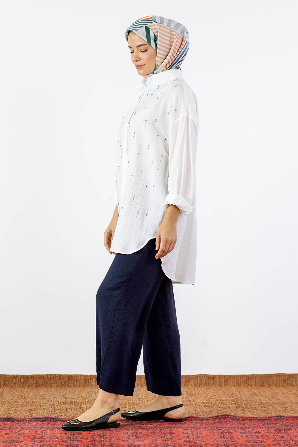 32366 Suyolu Gömlek Tek - Ekru - 5