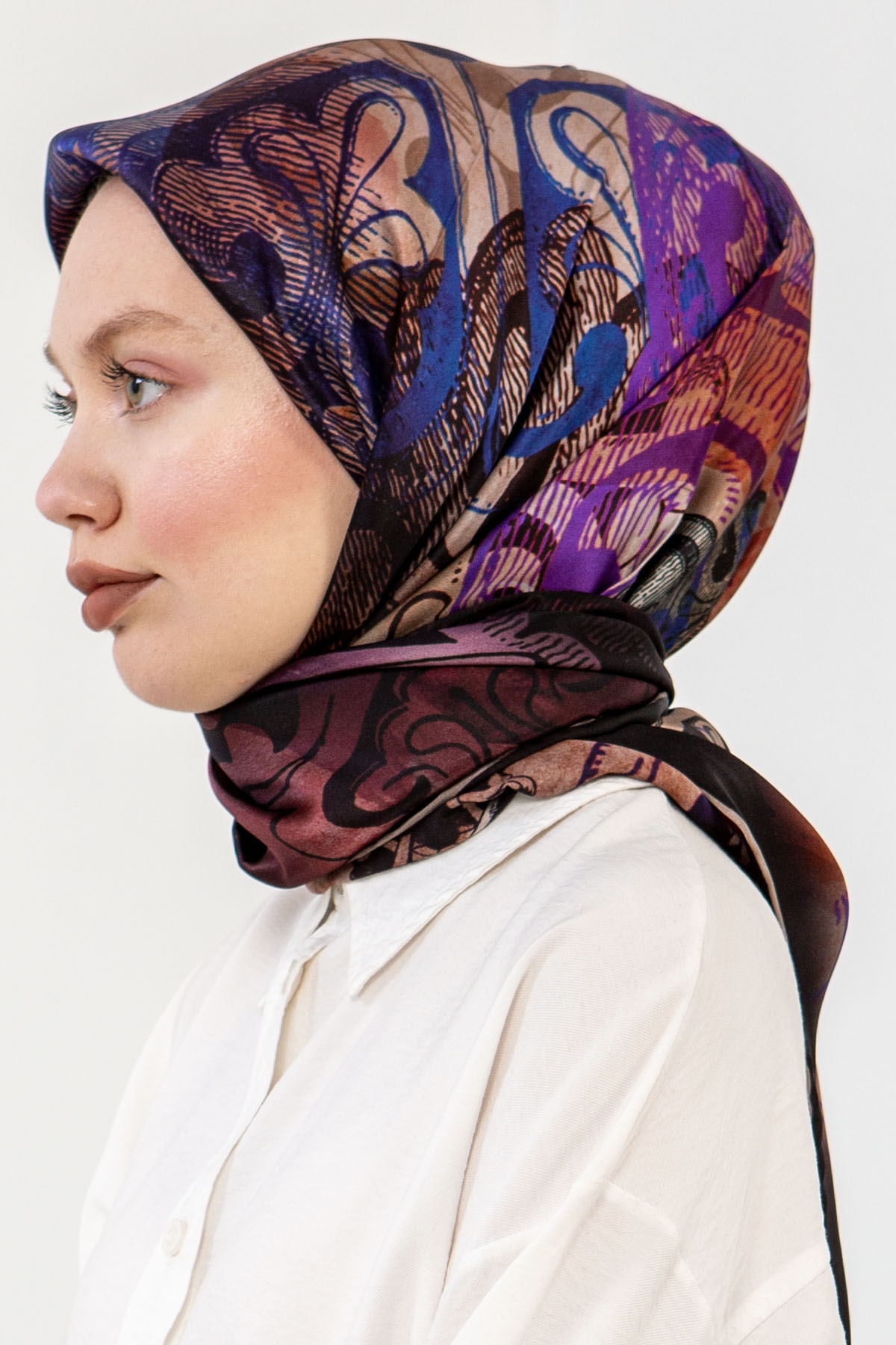 3239 İpek Eşarp 90*90 - Siyah - 3