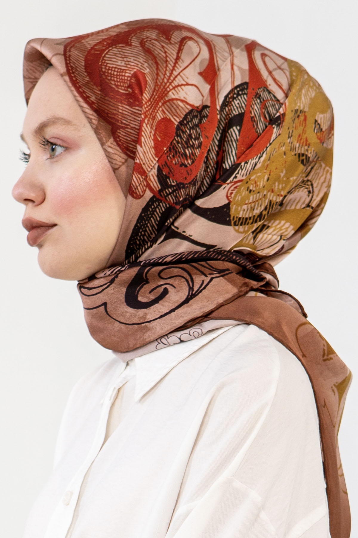 3239 İpek Eşarp 90*90 - Vizon - 2