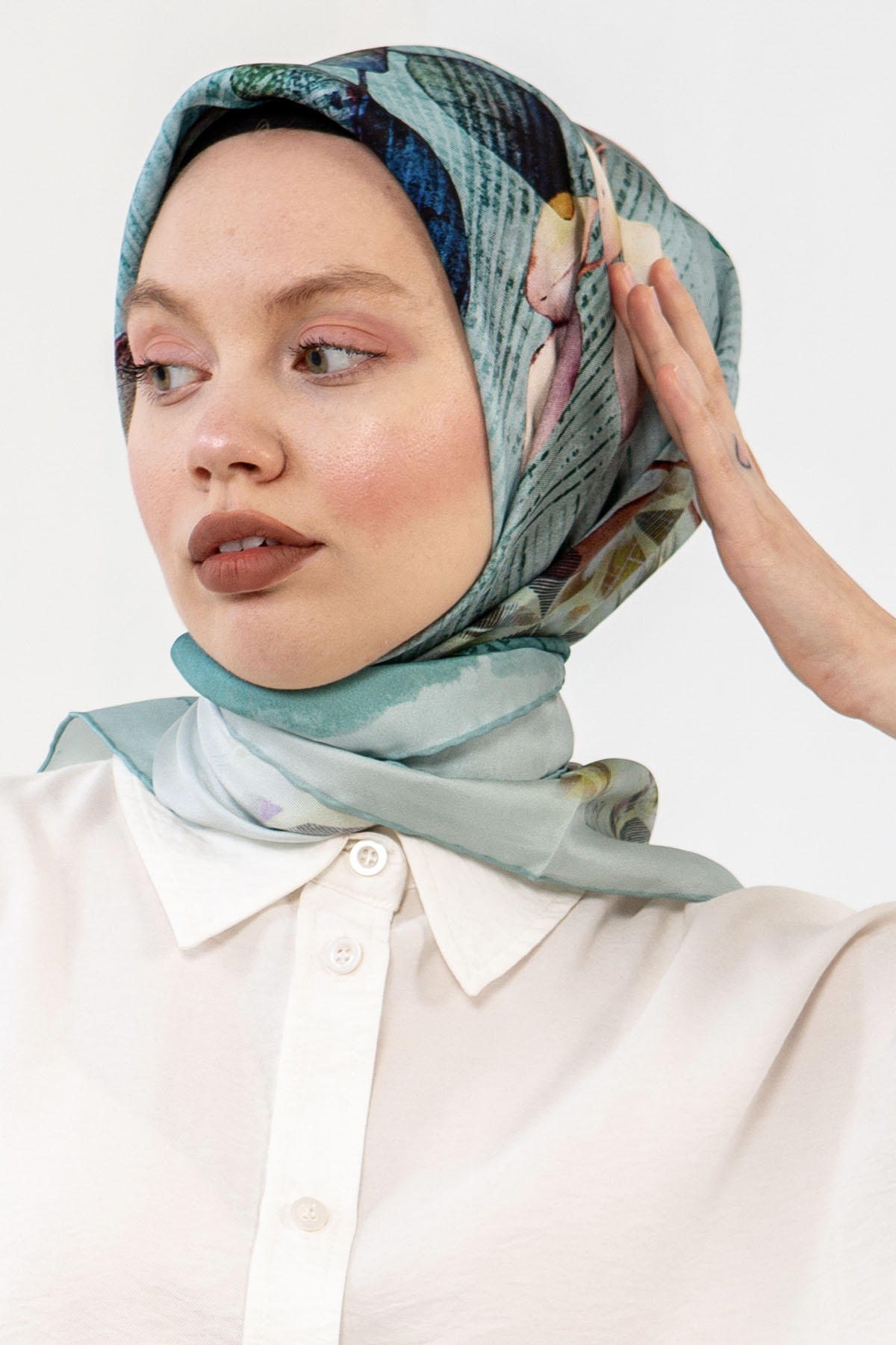 3240 İpek Eşarp 90*90 - Mint - 1