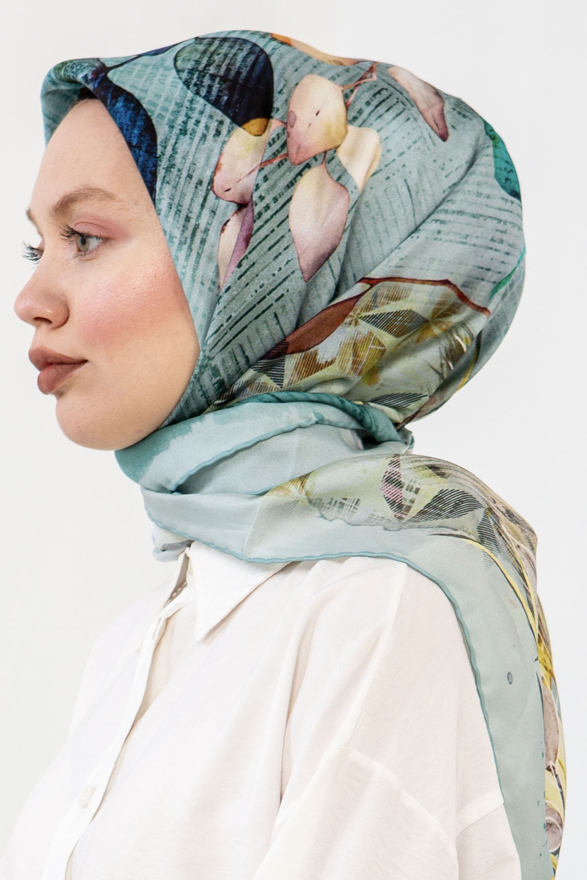 3240 İpek Eşarp 90*90 - Mint - 2