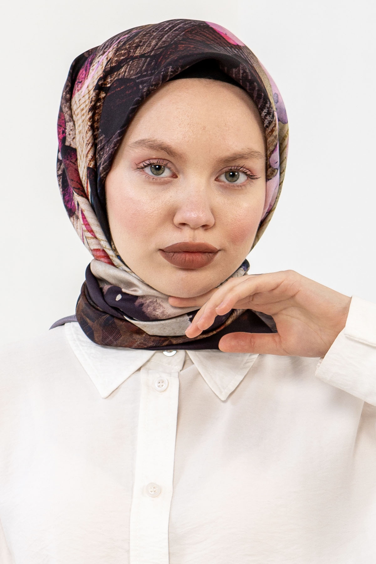 3240 İpek Eşarp 90*90 - Murdum - 1