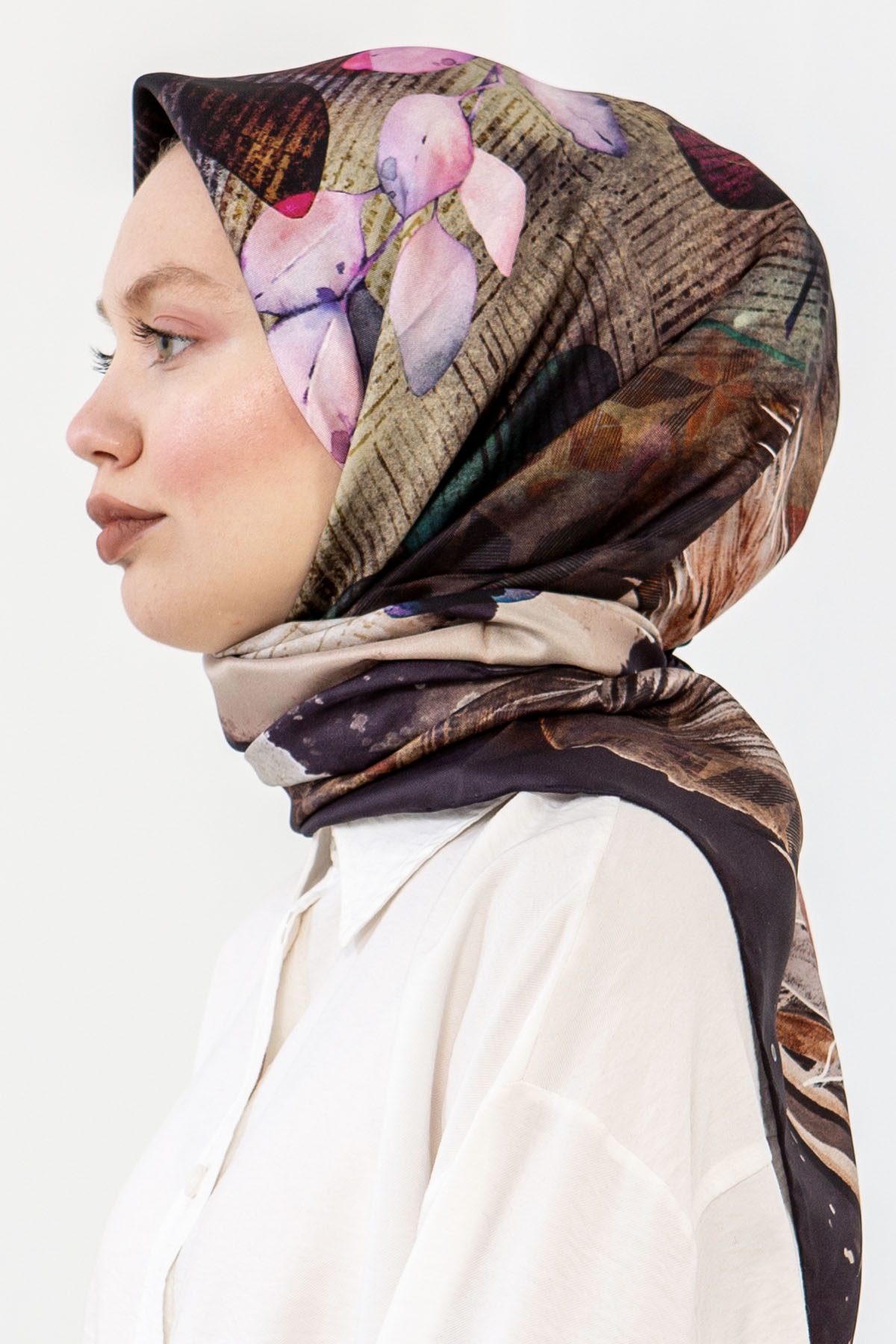 3240 İpek Eşarp 90*90 - Murdum - 2