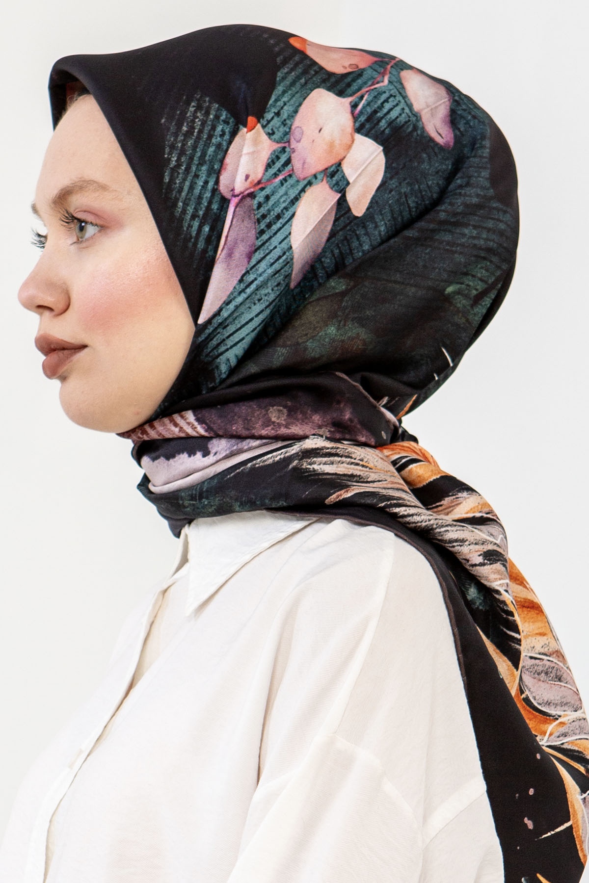 3240 İpek Eşarp 90*90 - Siyah_kirmizi - 3