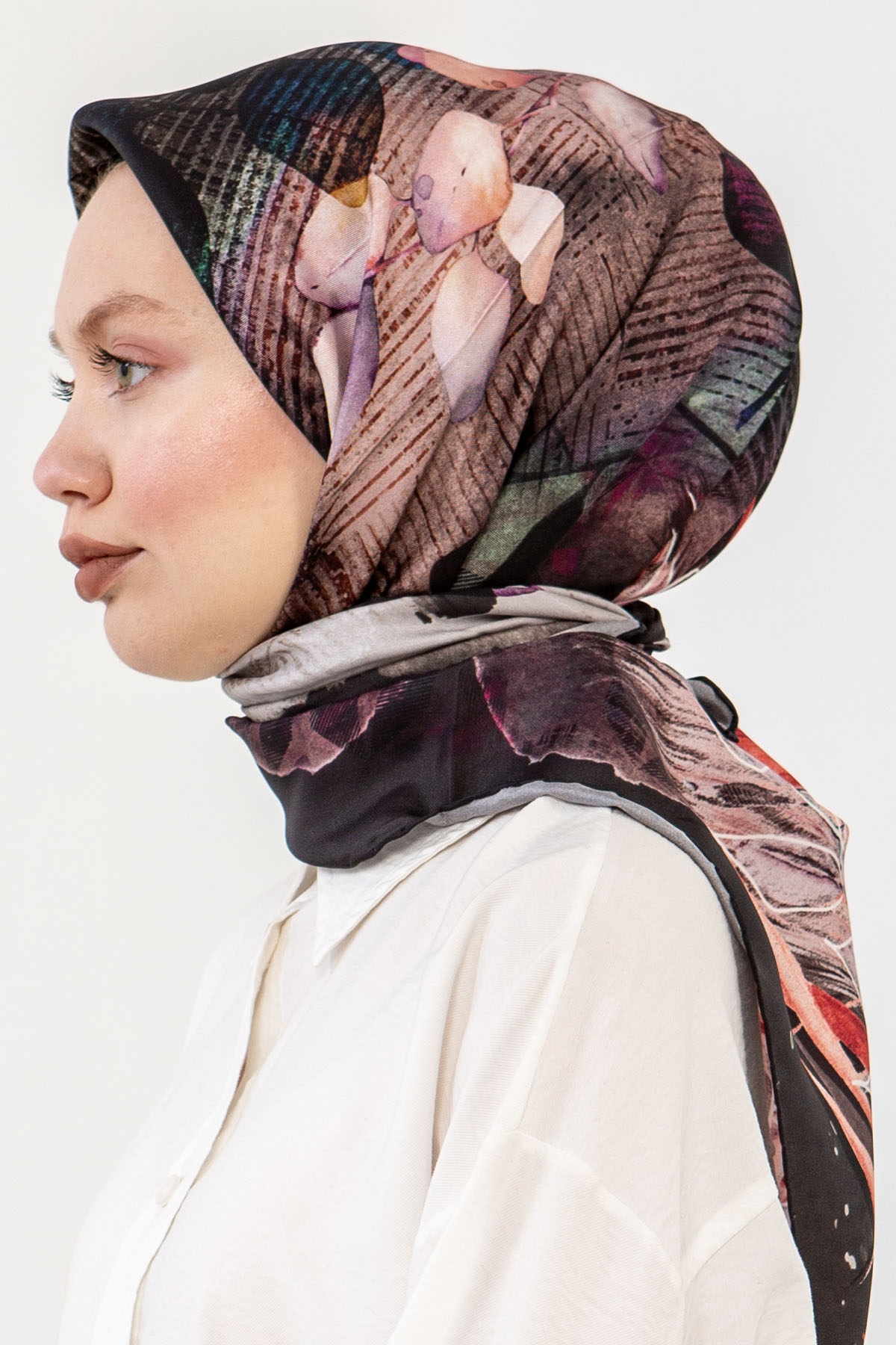 3240 İpek Eşarp 90*90 - Siyah_mor - 2