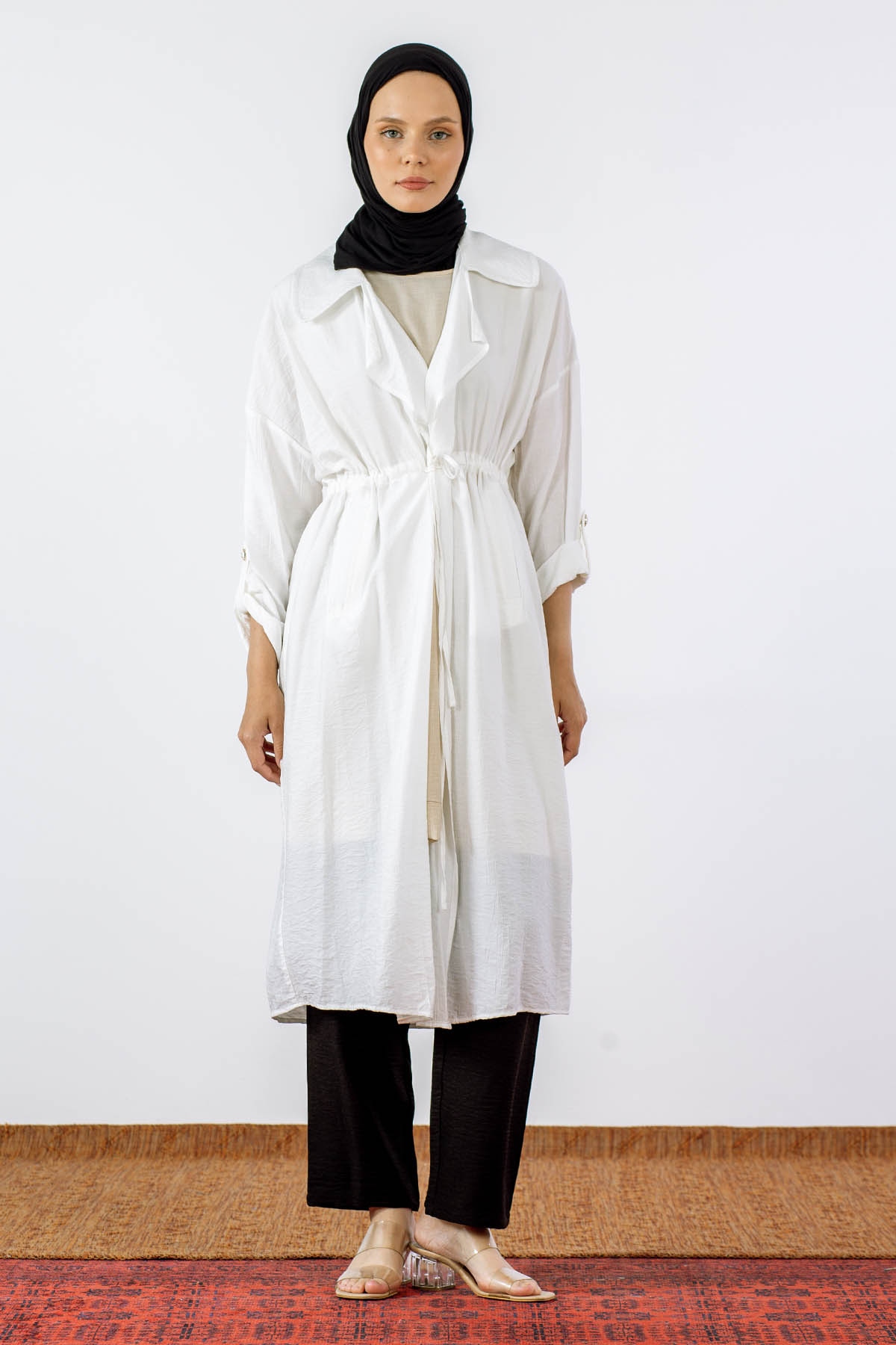 32510 Ceket Yaka Kap Tek - Ekru - 1