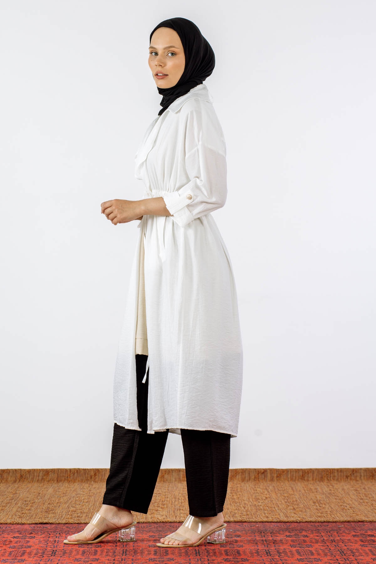 32510 Ceket Yaka Kap Tek - Ekru - 2