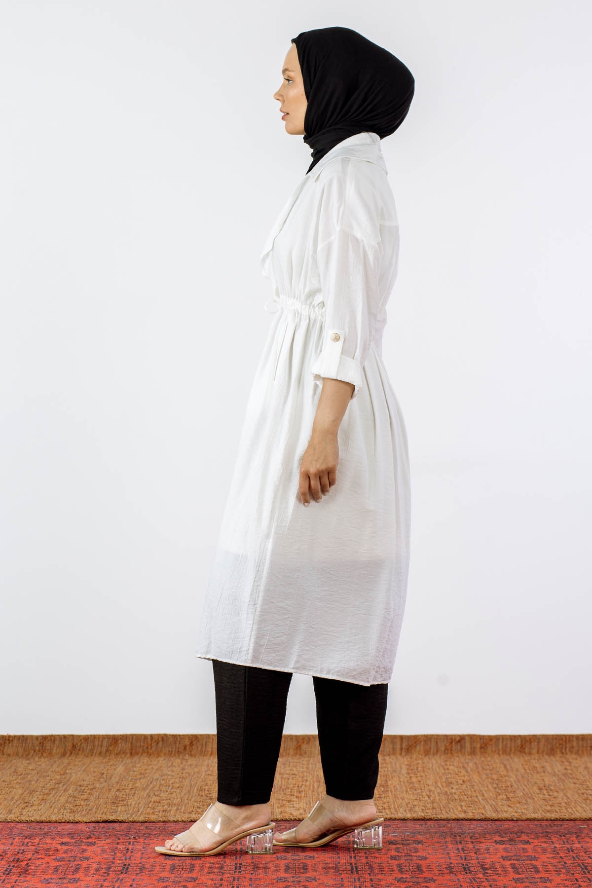 32510 Ceket Yaka Kap Tek - Ekru - 3