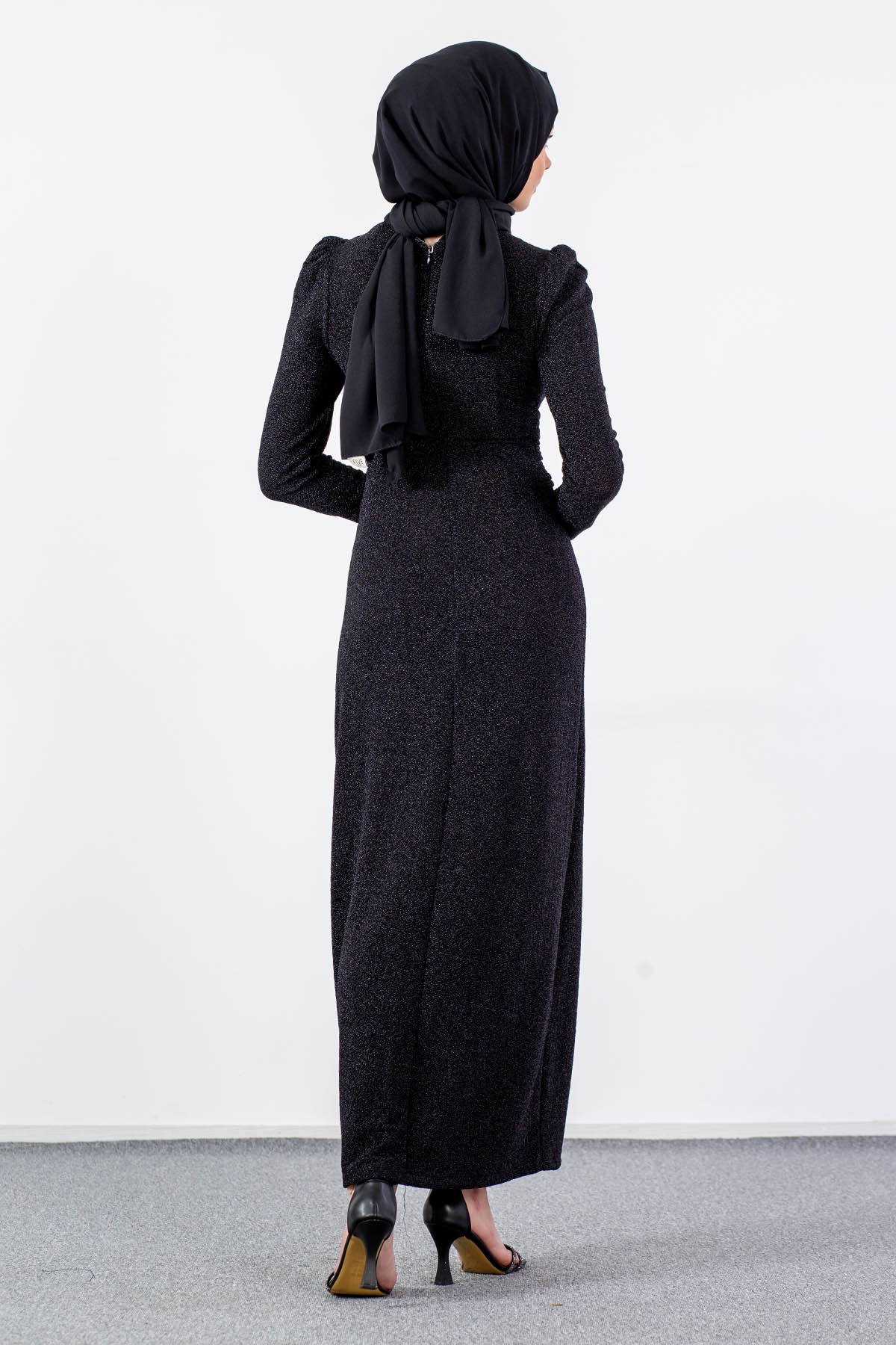 32762 şik Elbise S-m-l - Siyah_sim - 6