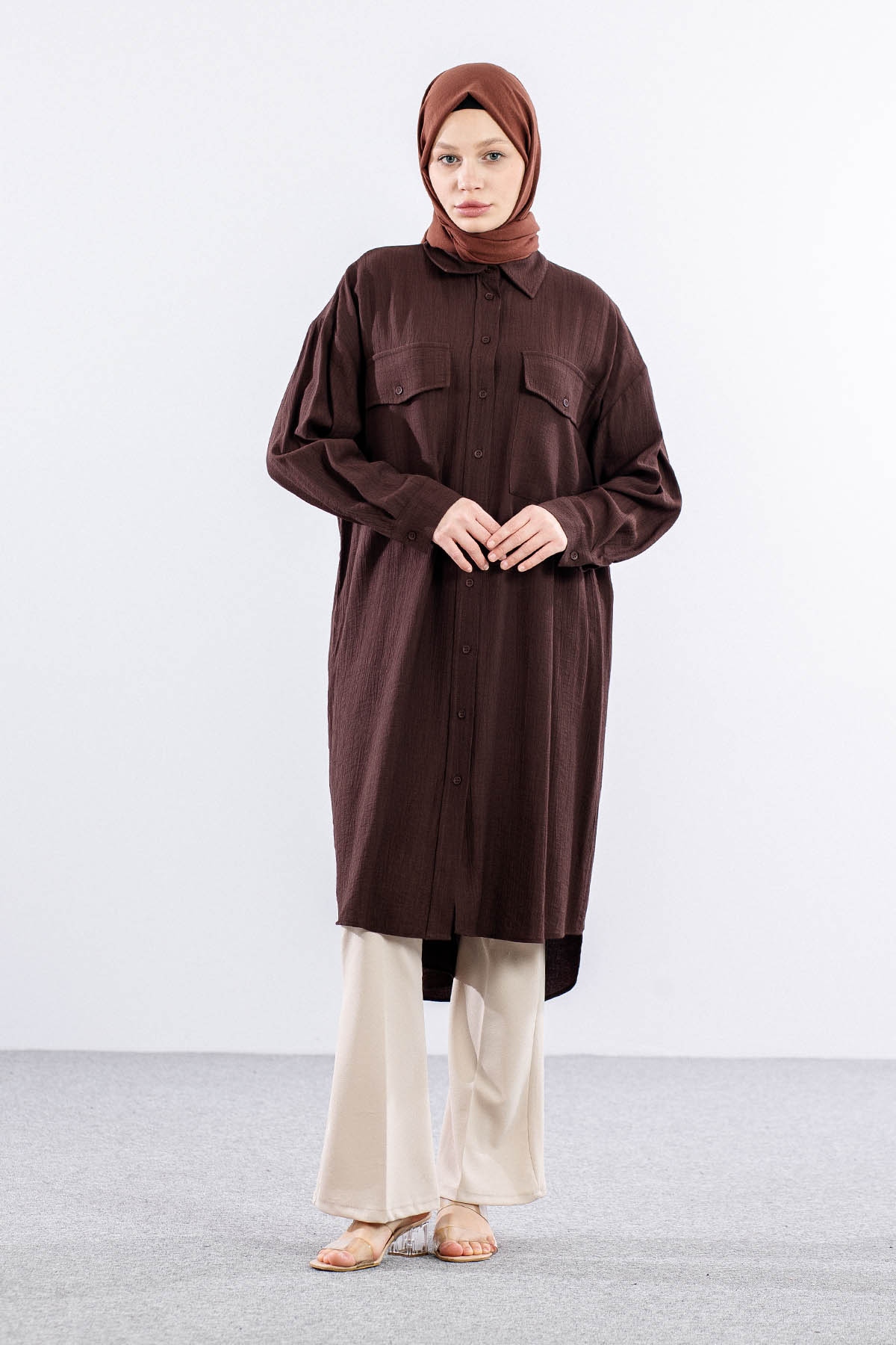 32983 Uzun Tunik Tek - K_kahve - 2