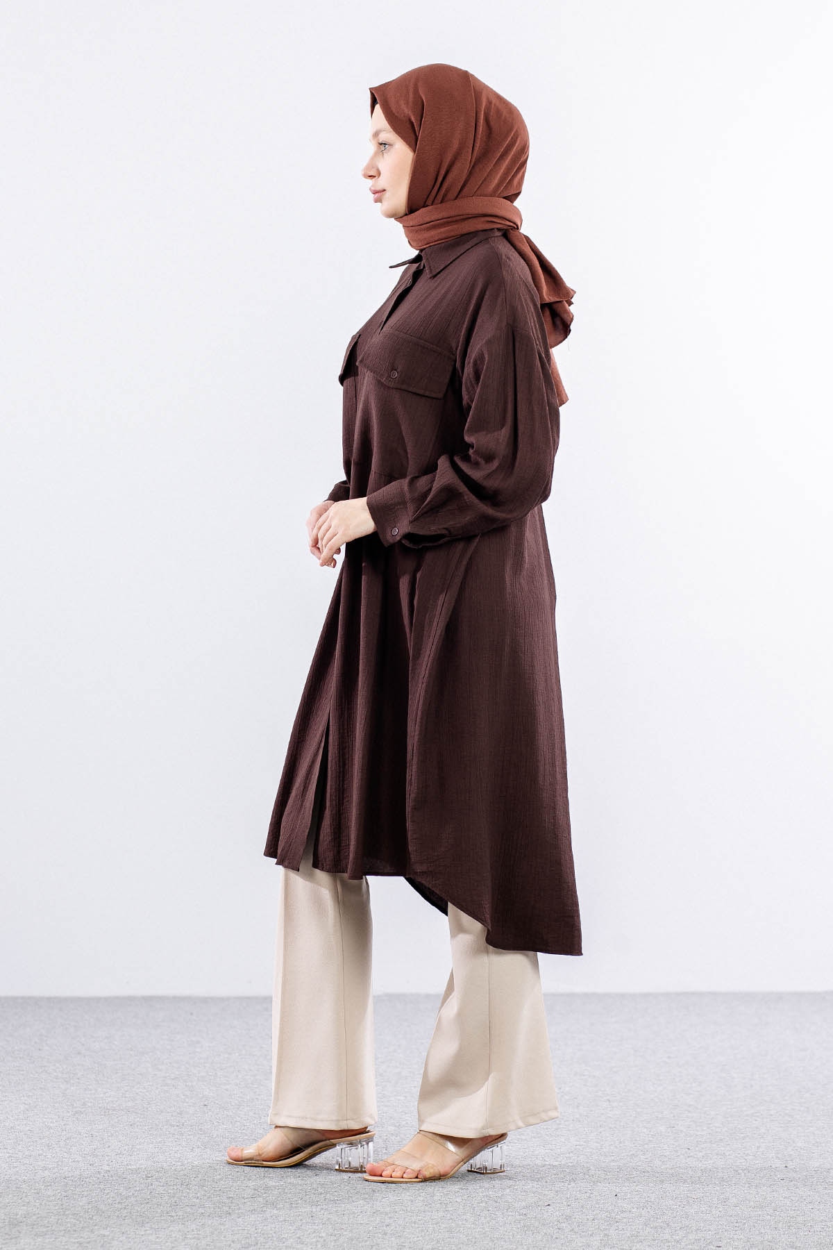 32983 Uzun Tunik Tek - K_kahve - 3