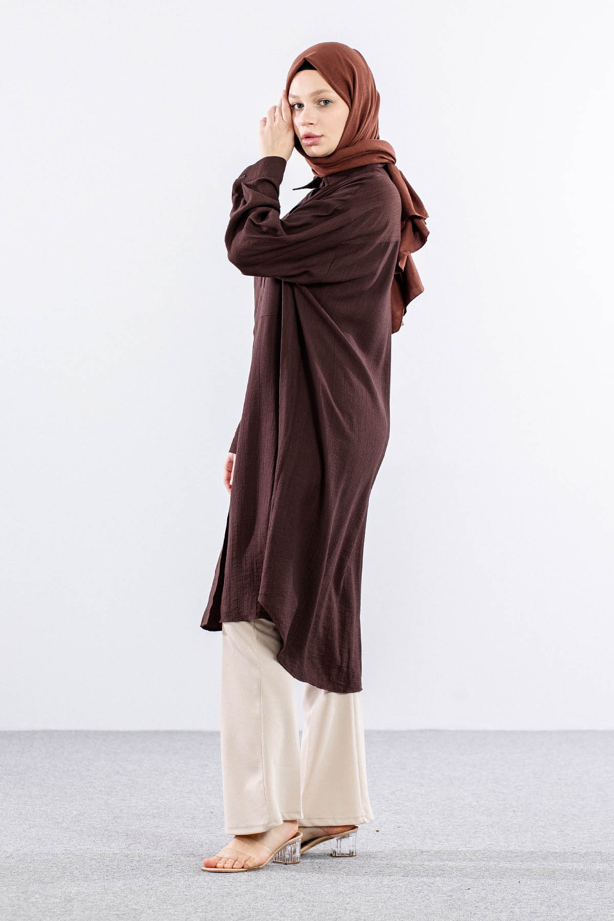 32983 Uzun Tunik Tek - K_kahve - 4