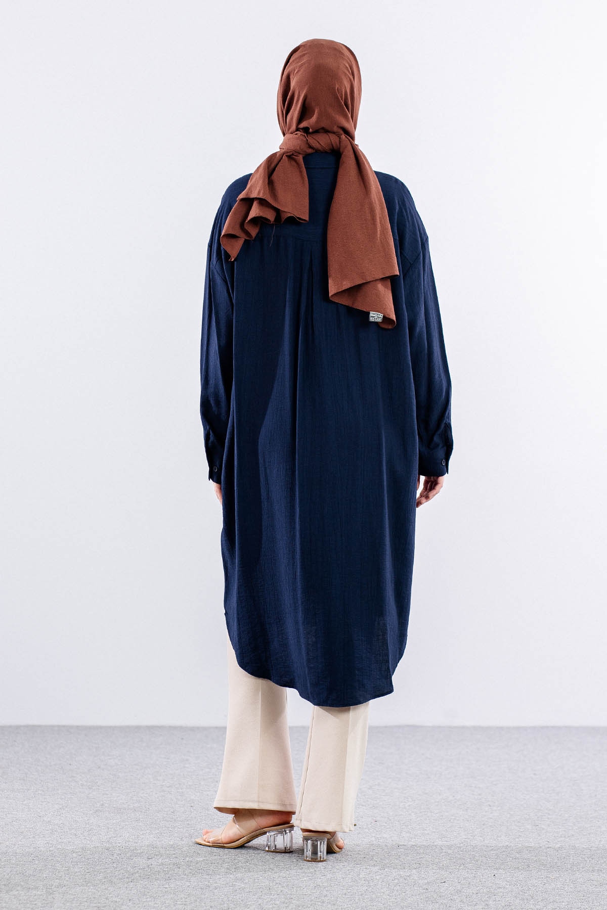 32983 Uzun Tunik Tek - Lacivert - 4