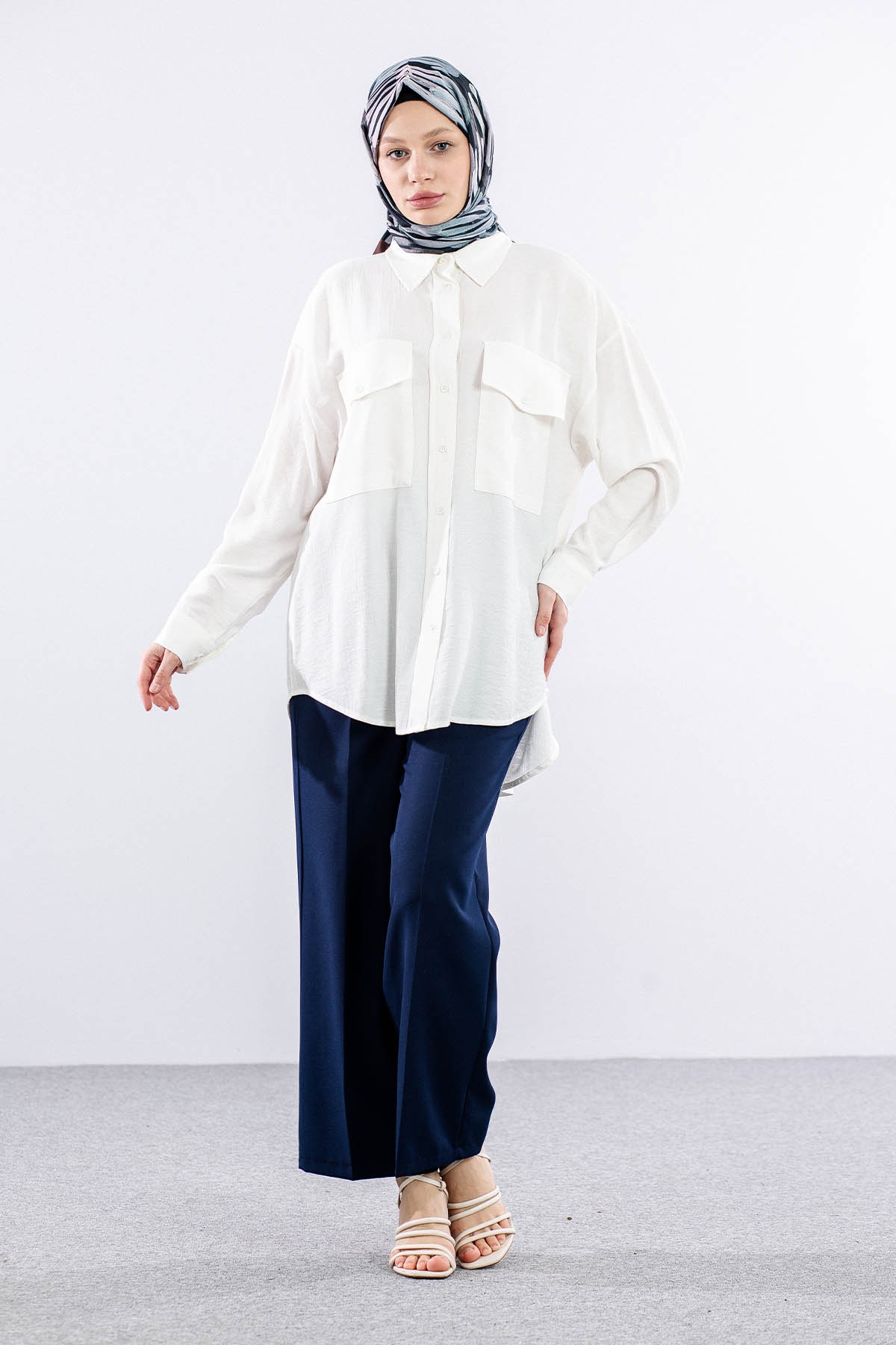 32984 Gömlek Tek Basıc - Ekru - 1