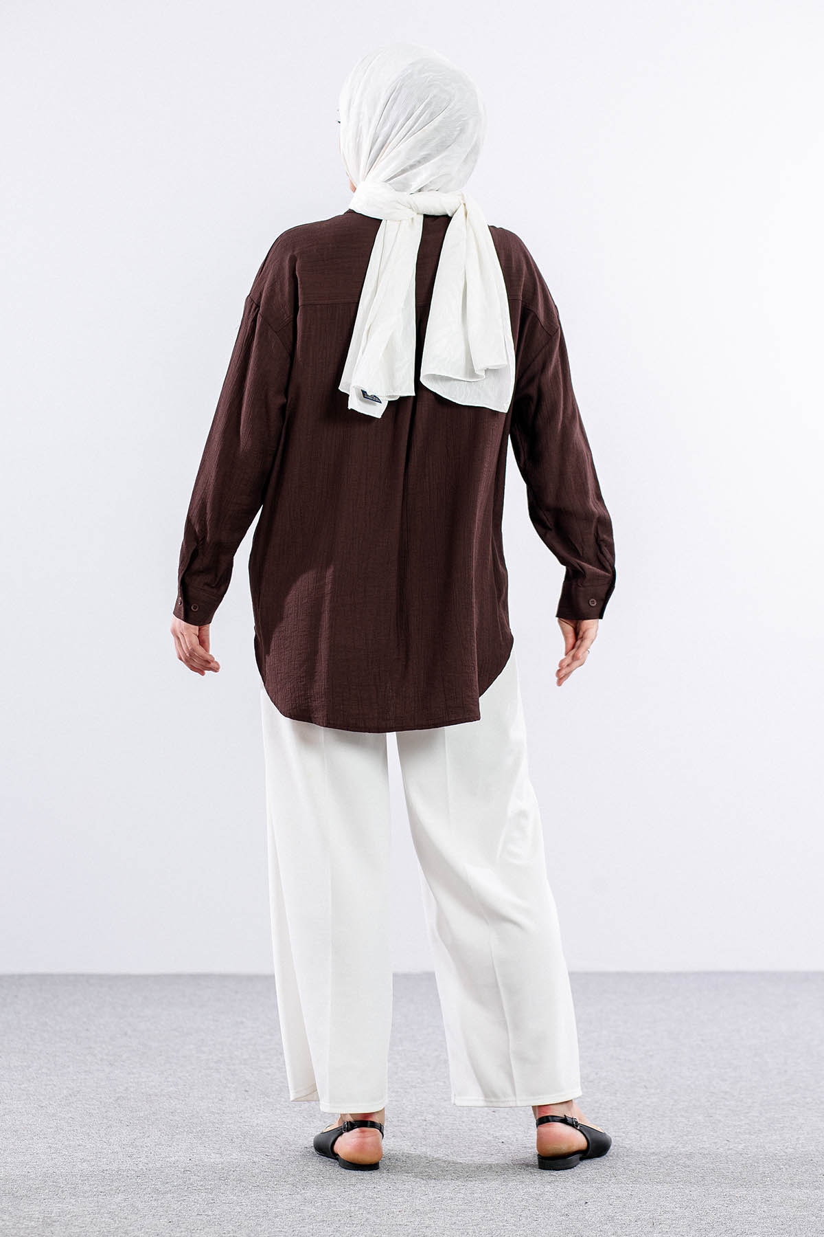 32984 Gömlek Tek Basıc - K_kahve - 4