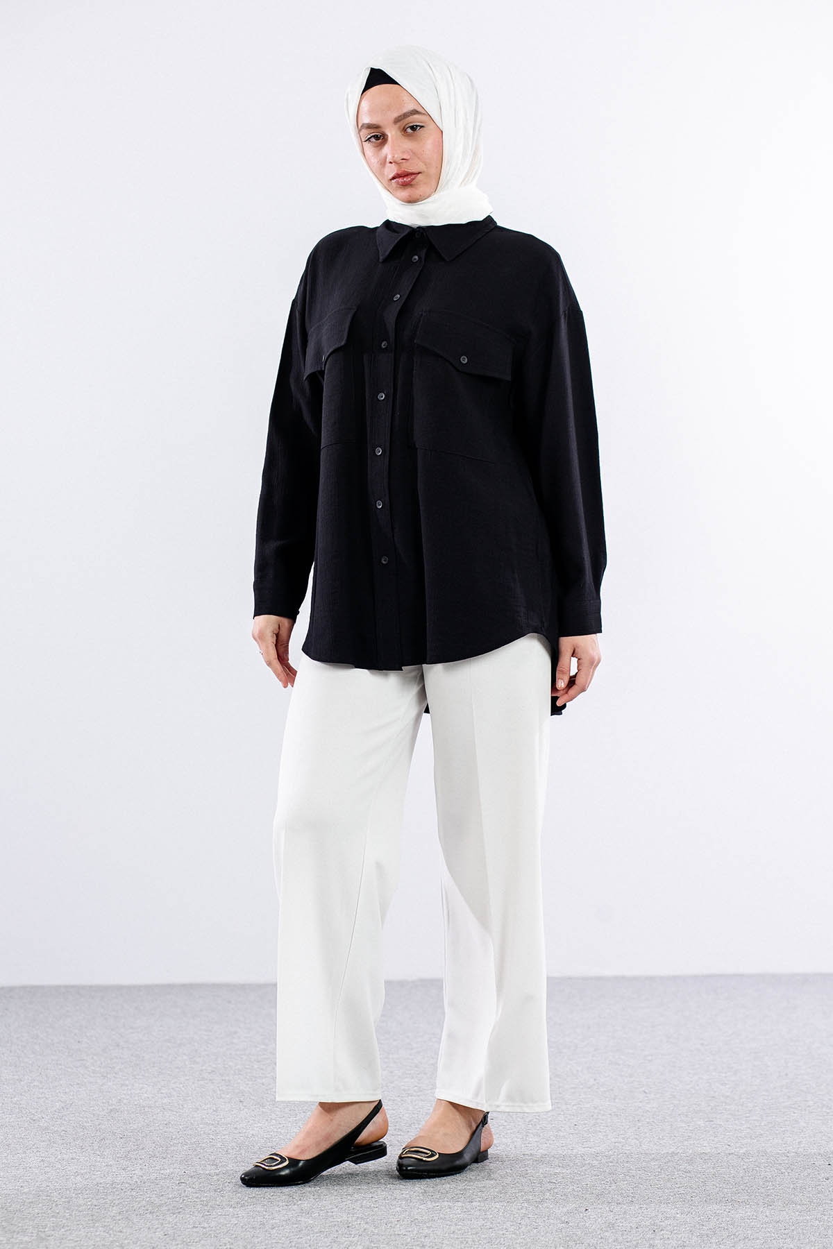 32984 Gömlek Tek Basıc - Siyah - 2