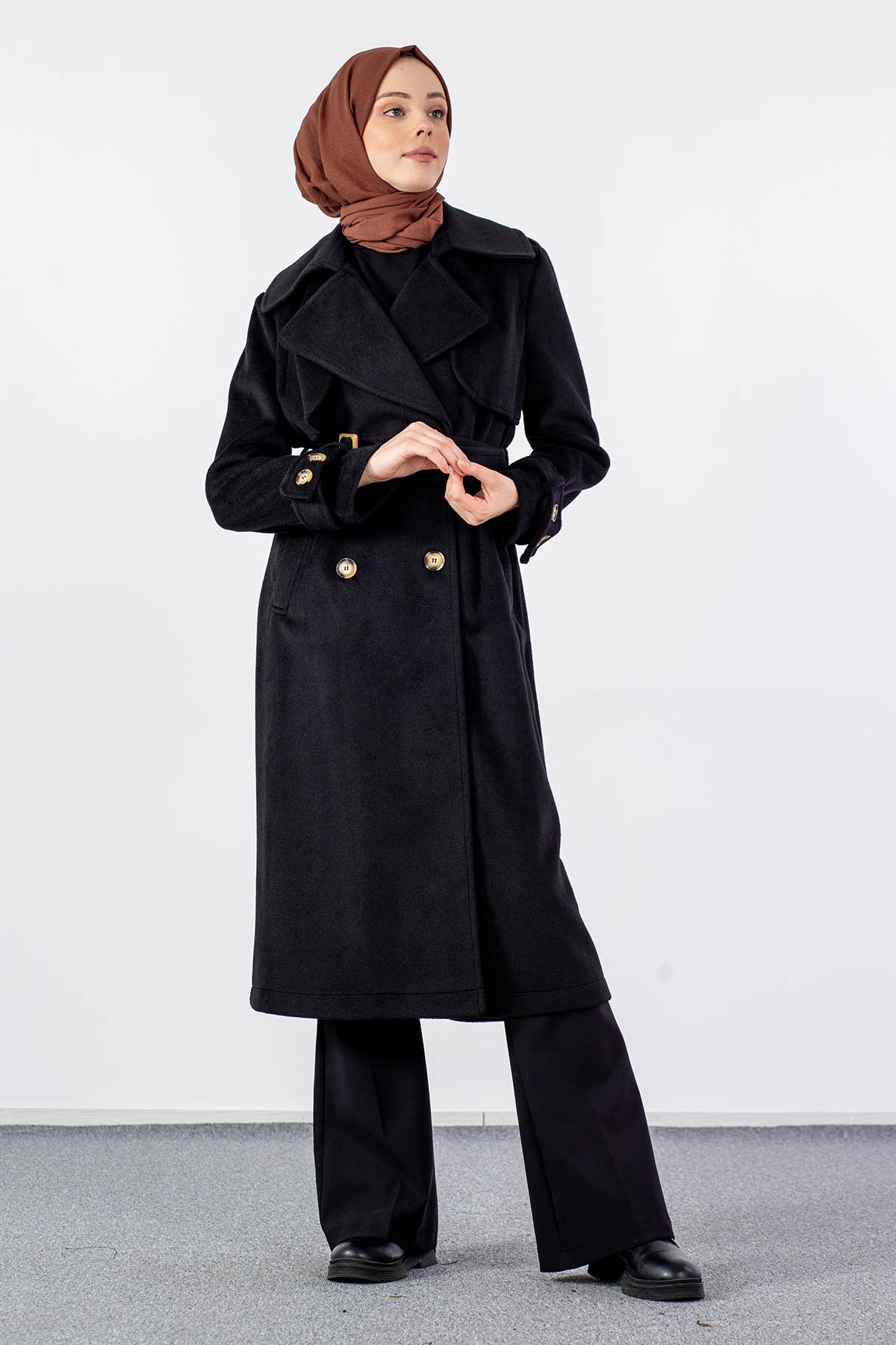 33064 Kaşe Kaban S-m-m-l - Siyah - 2