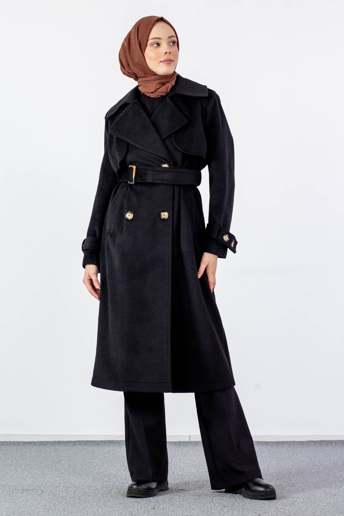 33064 Kaşe Kaban S-m-m-l - Siyah - 3